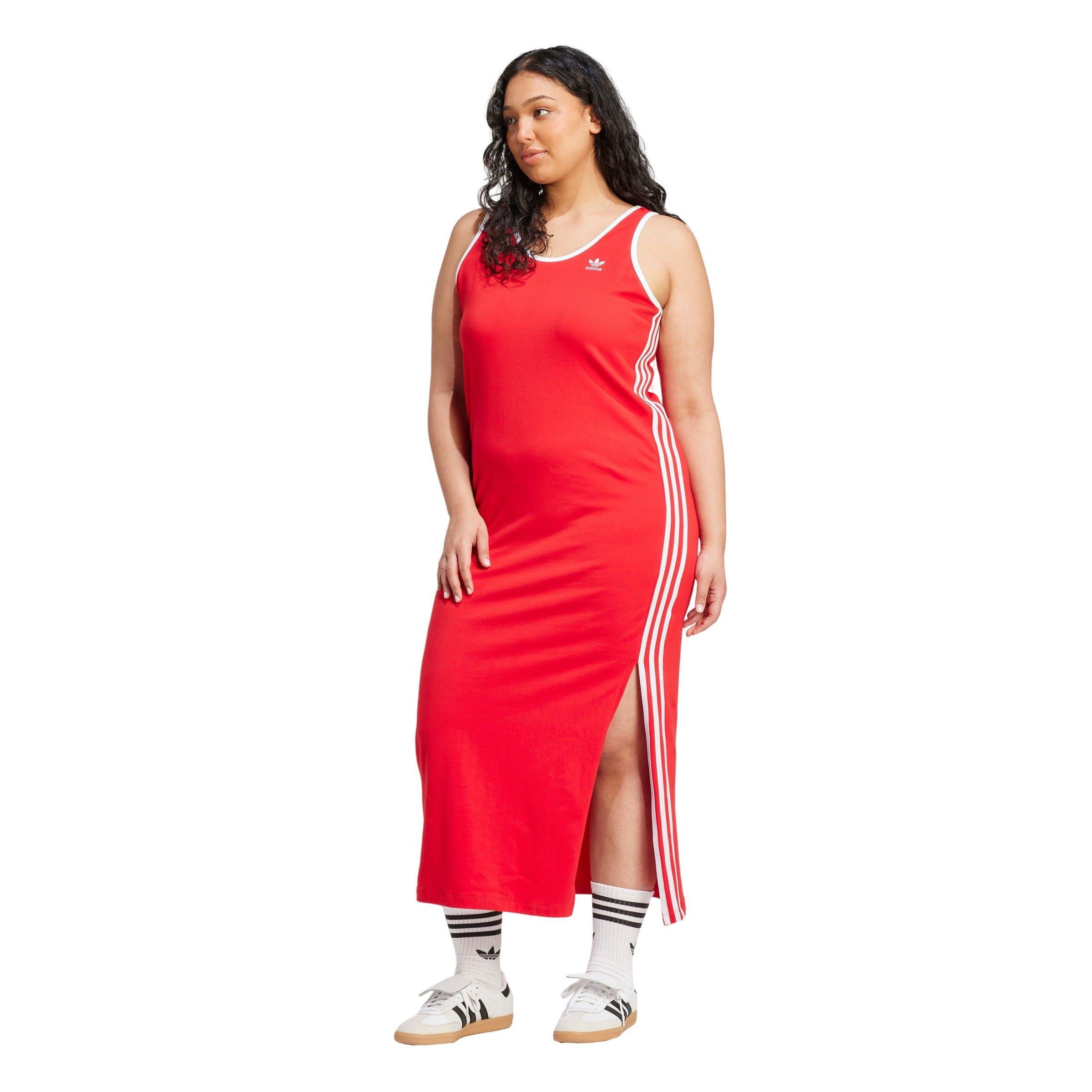 adidas Originals Women's 3-Stripes Adicolor Tank Maxi Dress -Red - RED Thumbnail View 1