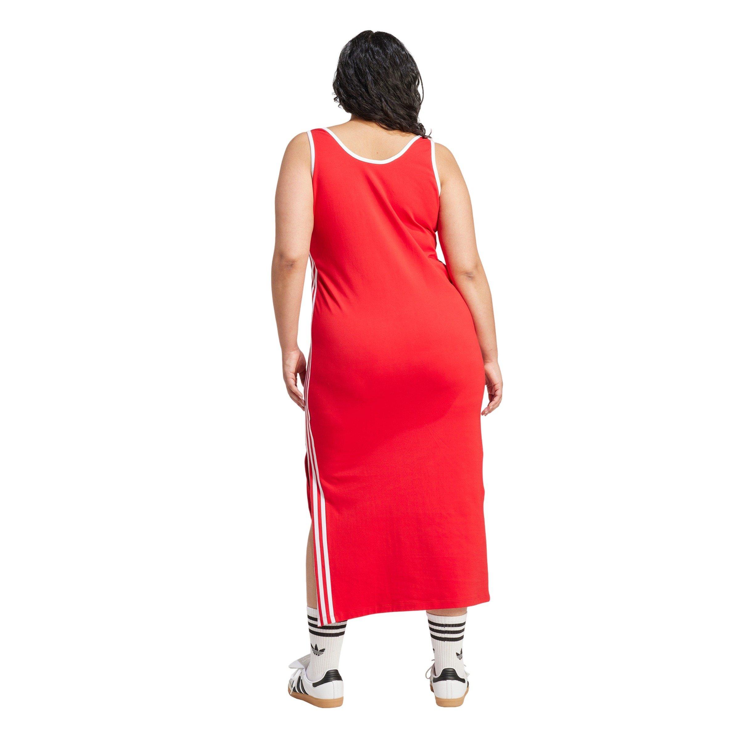 adidas Originals Women's 3-Stripes Adicolor Tank Maxi Dress -Red - RED Thumbnail View 2