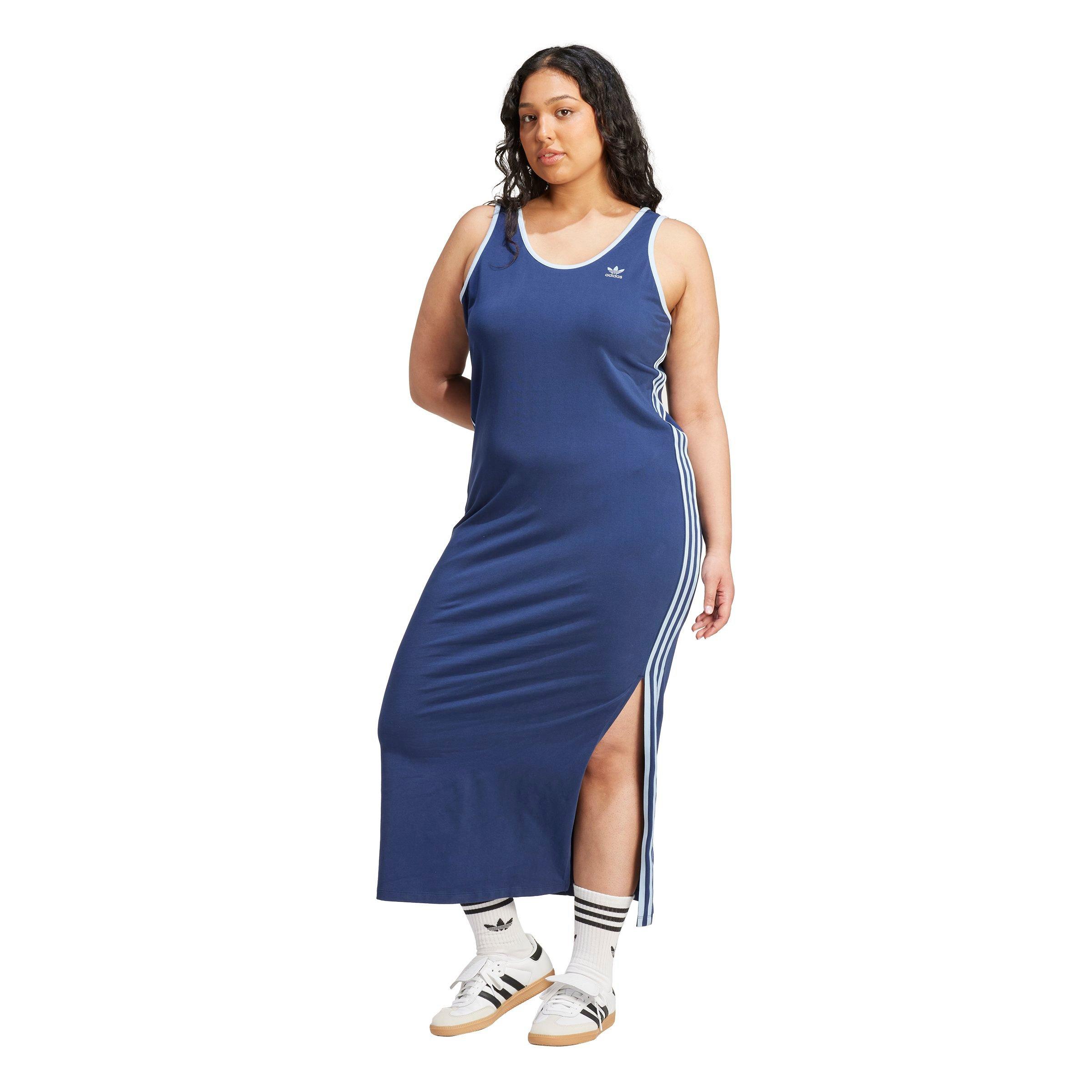 adidas Originals Women's 3-Stripes Adicolor Tank Maxi Dress -Blue - BLUE Thumbnail View 1