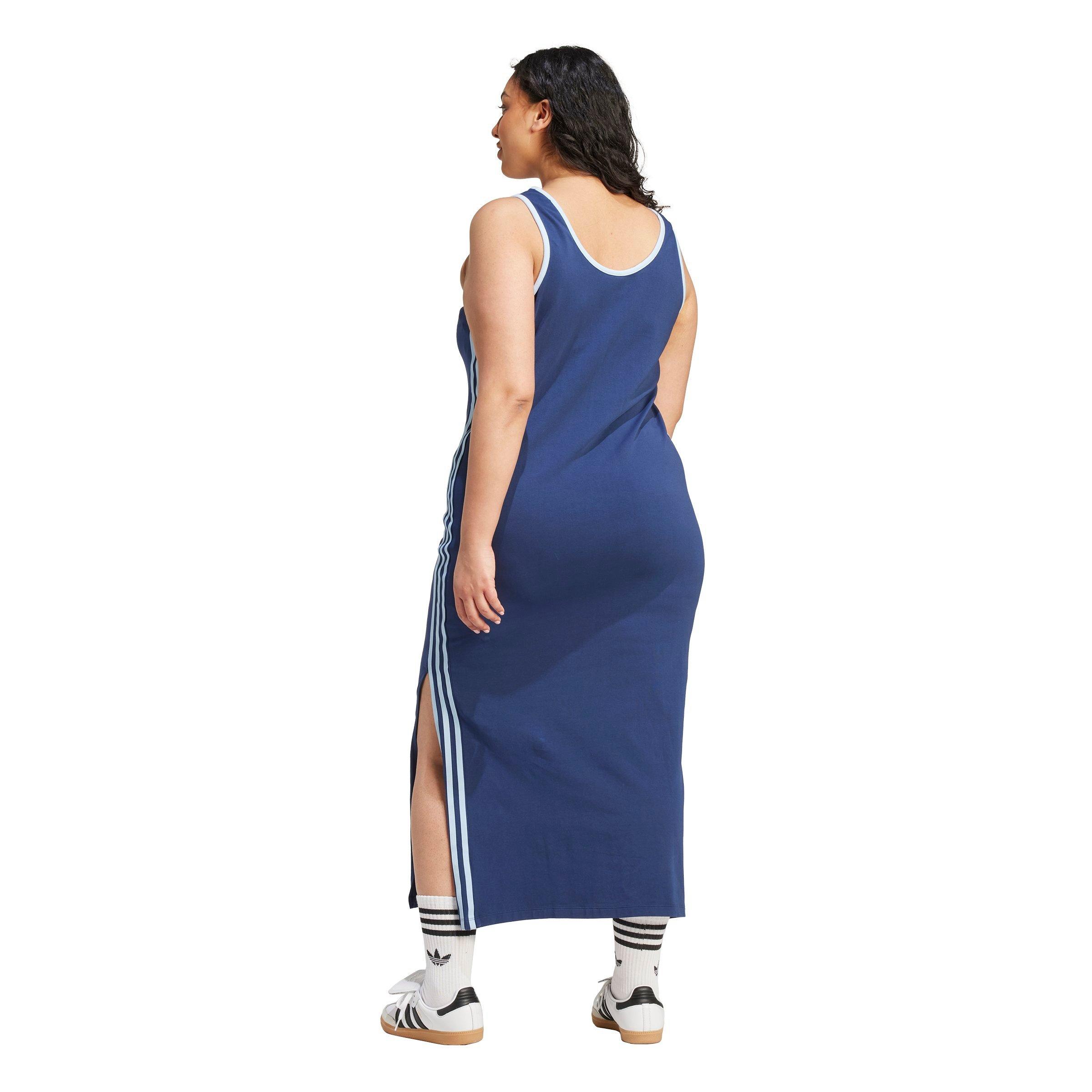 adidas Originals Women's 3-Stripes Adicolor Tank Maxi Dress -Blue - BLUE Thumbnail View 2