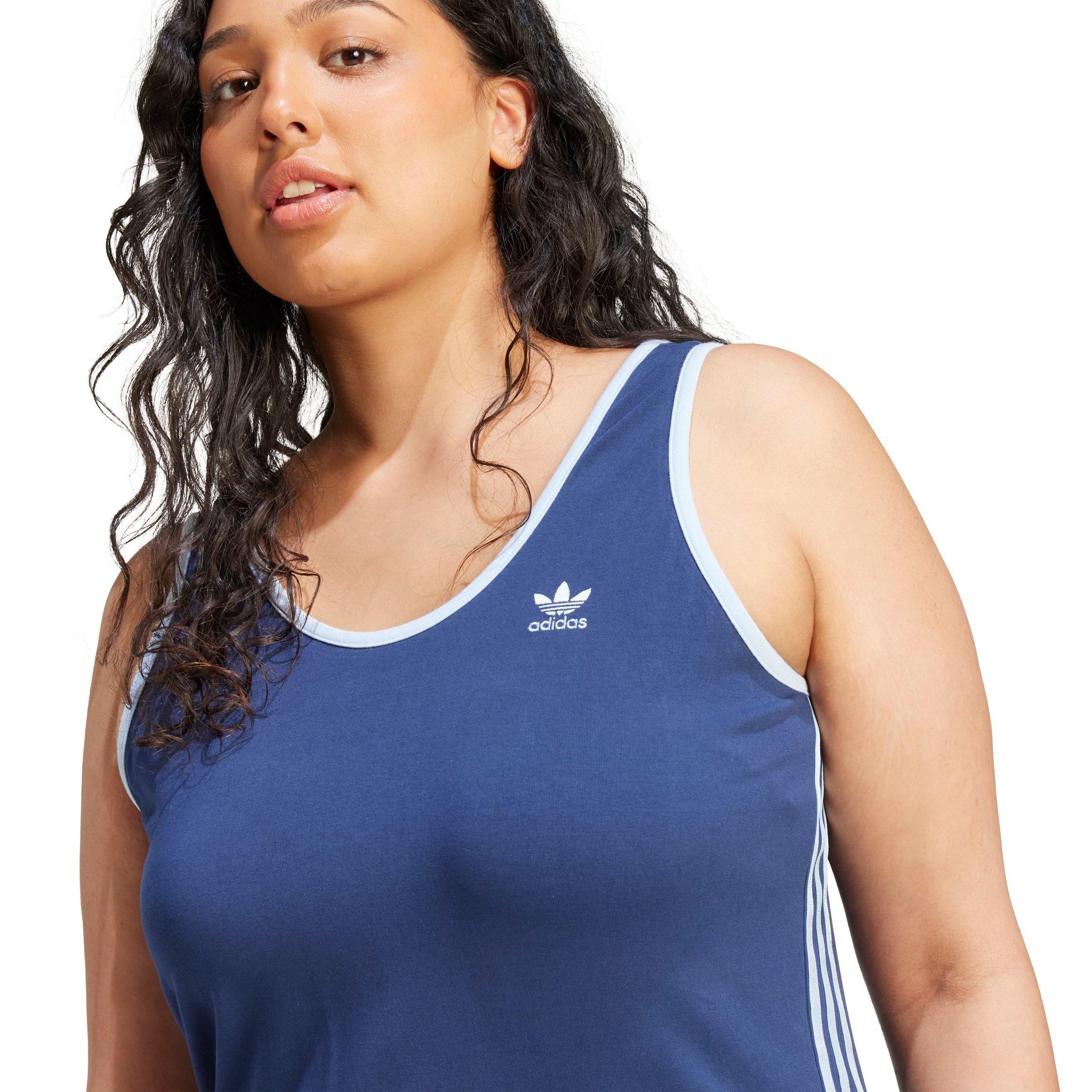adidas Originals Women's 3-Stripes Adicolor Tank Maxi Dress -Blue - BLUE Thumbnail View 3