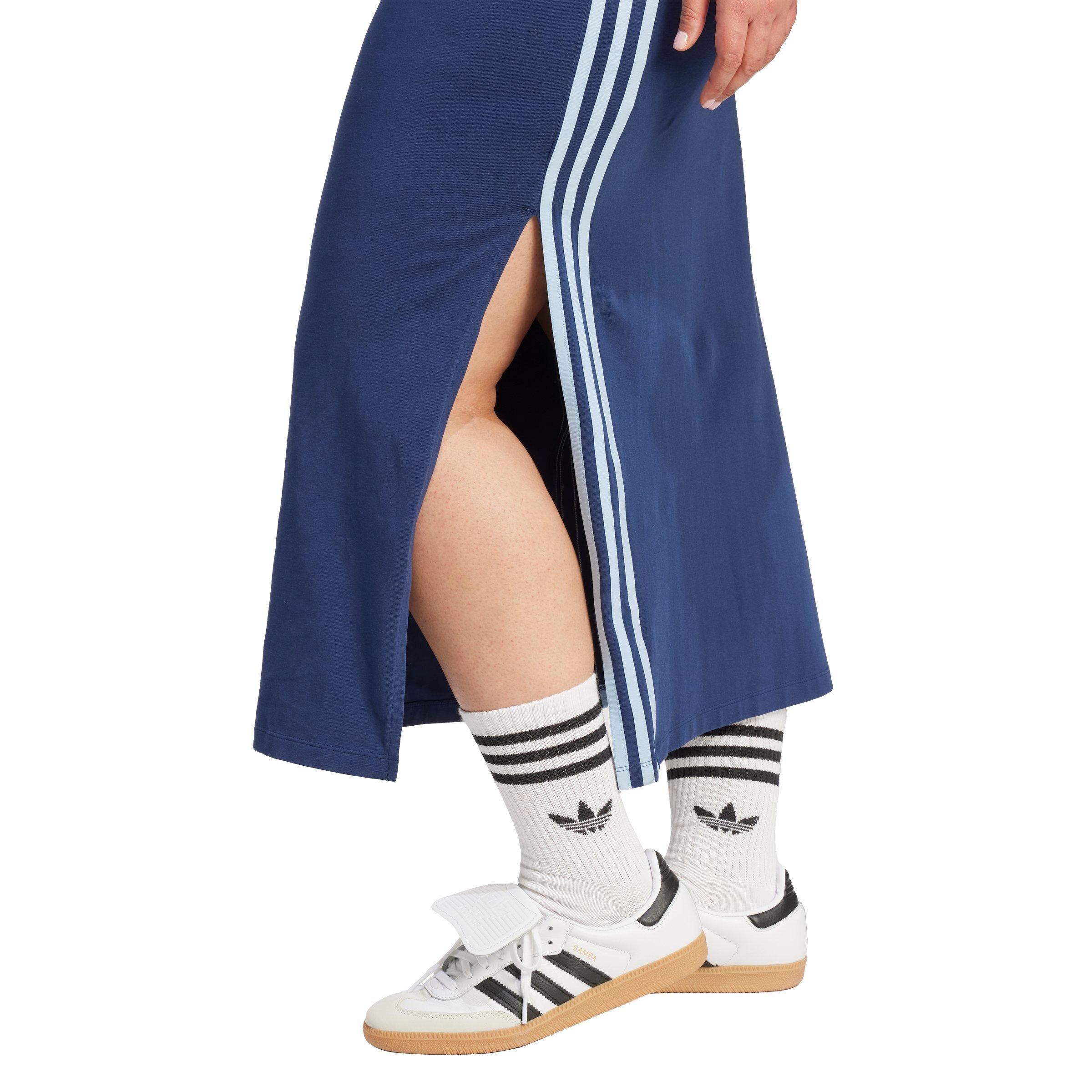 adidas Originals Women's 3-Stripes Adicolor Tank Maxi Dress -Blue - BLUE Thumbnail View 4