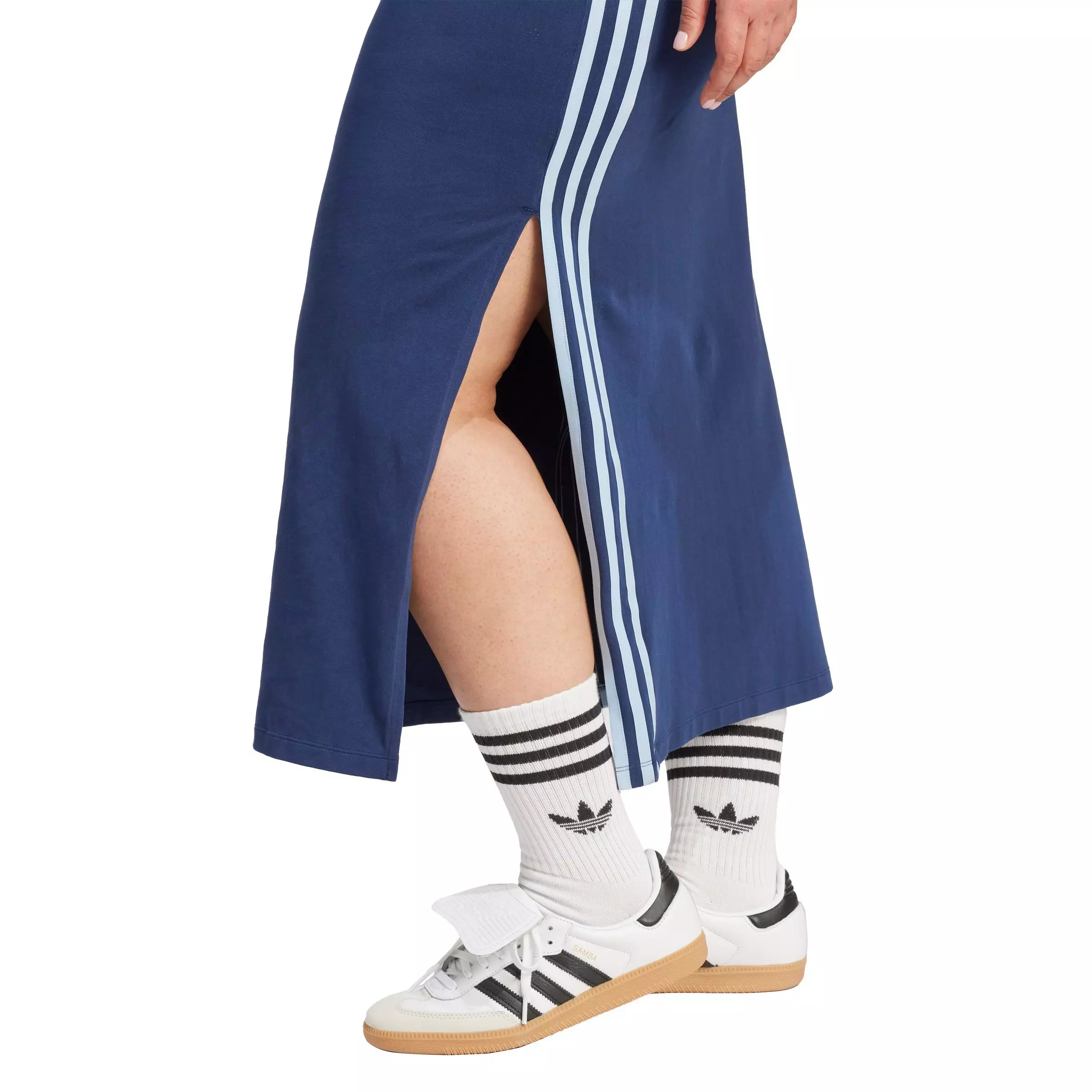 adidas Originals Women's 3-Stripes Adicolor Tank Maxi Dress -Blue - BLUE