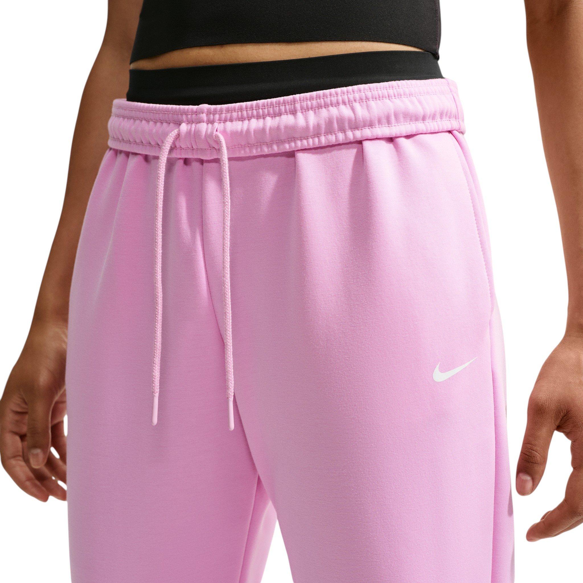 Nike Women's Studio Fleece Sport Dri-FIT Mid-Rise Pants - Pink - PINK
