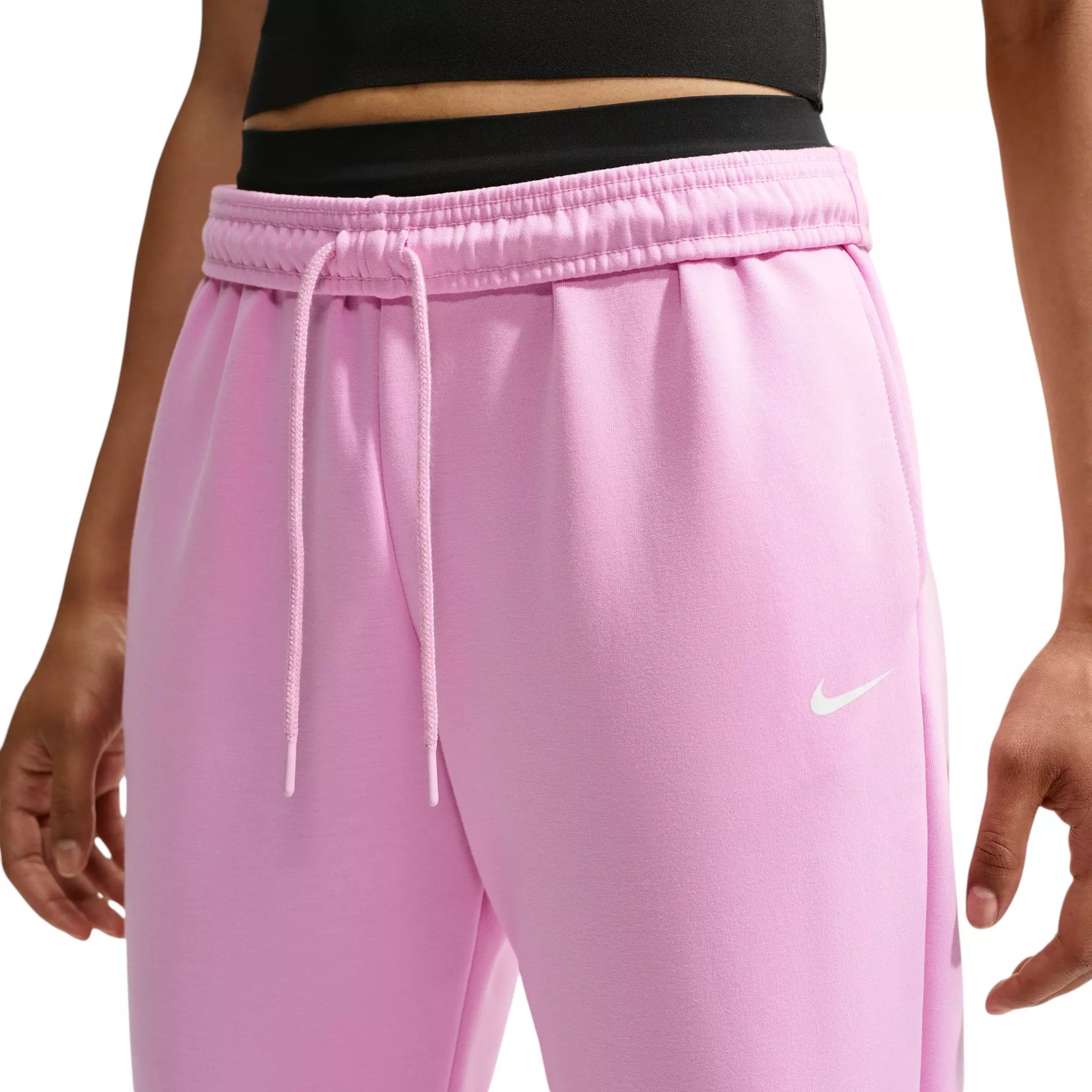 Nike Women's Studio Fleece Sport Dri-FIT Mid-Rise Pants - Pink - PINK