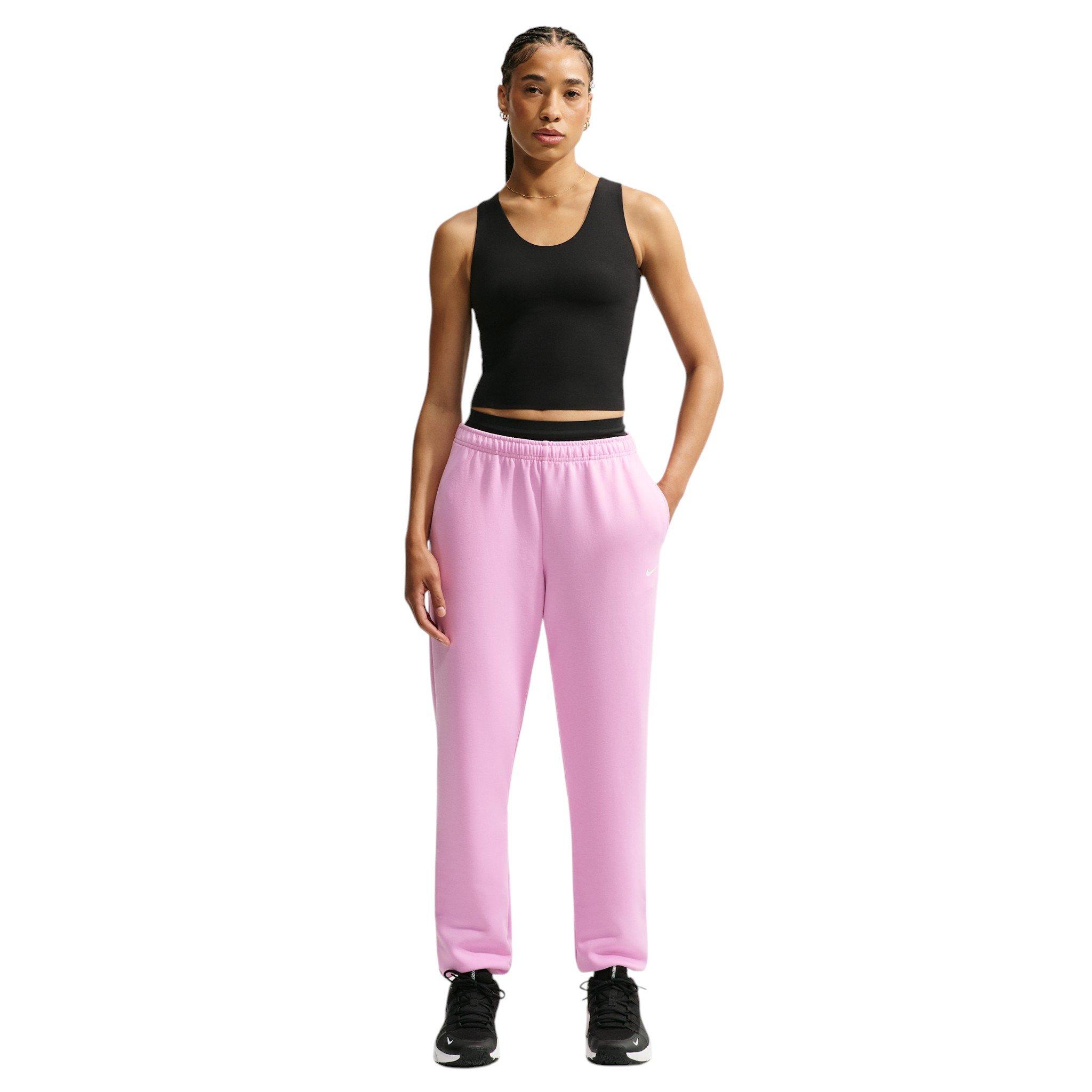 Nike Women's Studio Fleece Sport Dri-FIT Mid-Rise Pants - Pink - PINK