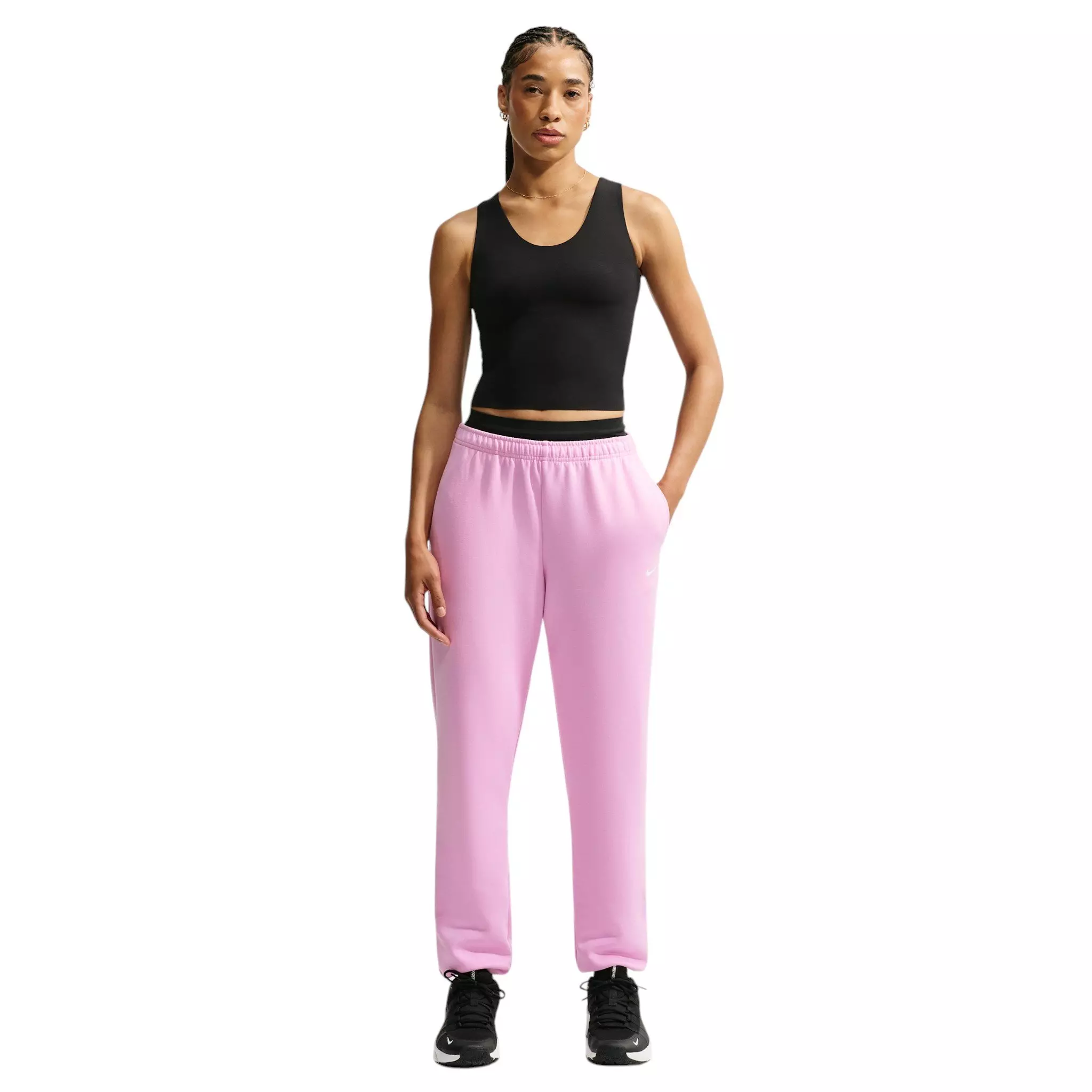 Nike Women's Studio Fleece Sport Dri-FIT Mid-Rise Pants - Pink - PINK