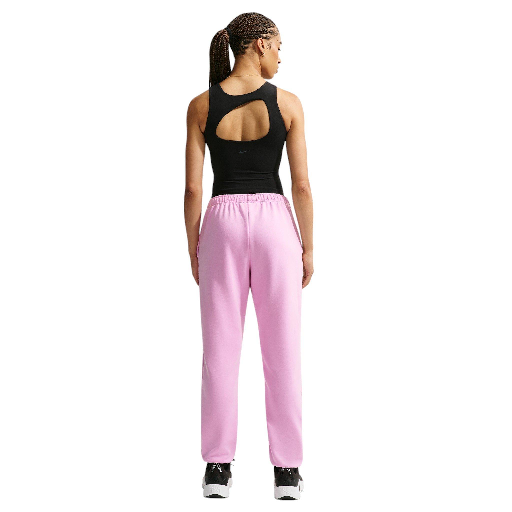 Nike Women's Studio Fleece Sport Dri-FIT Mid-Rise Pants - Pink - PINK