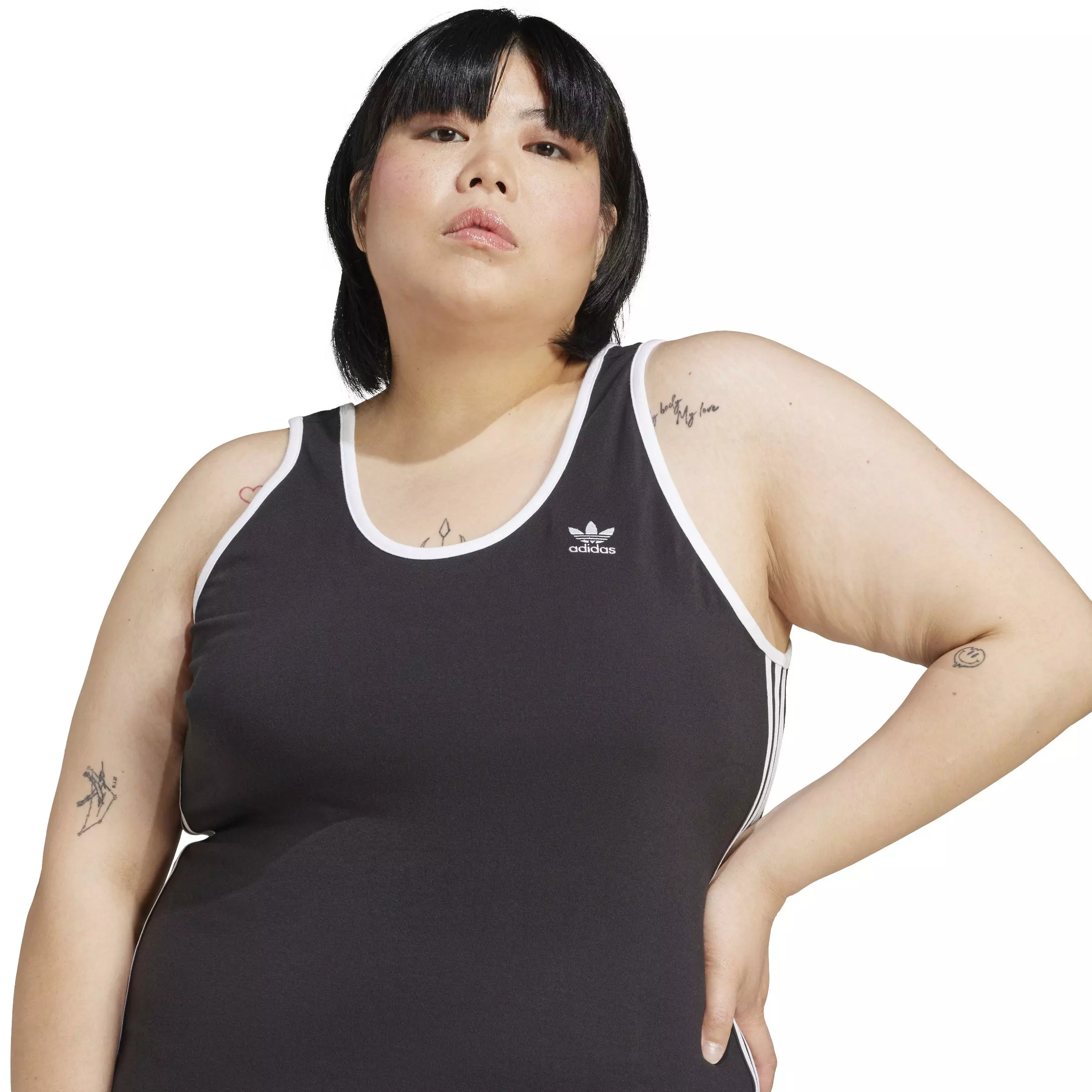 adidas Originals Women's 3-Stripes Adicolor Tank Maxi Dress -Black - BLACK