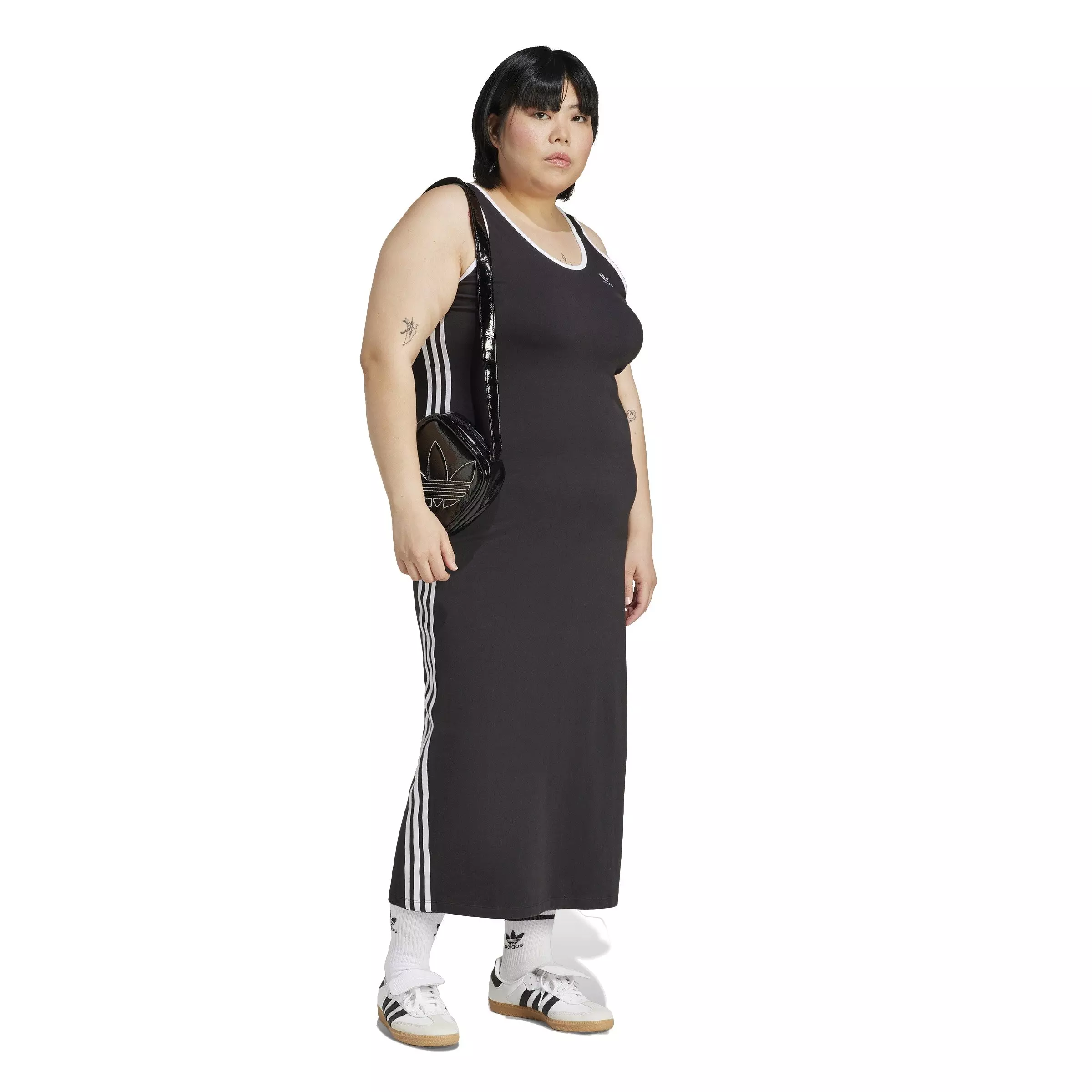 adidas Originals Women's 3-Stripes Adicolor Tank Maxi Dress -Black - BLACK