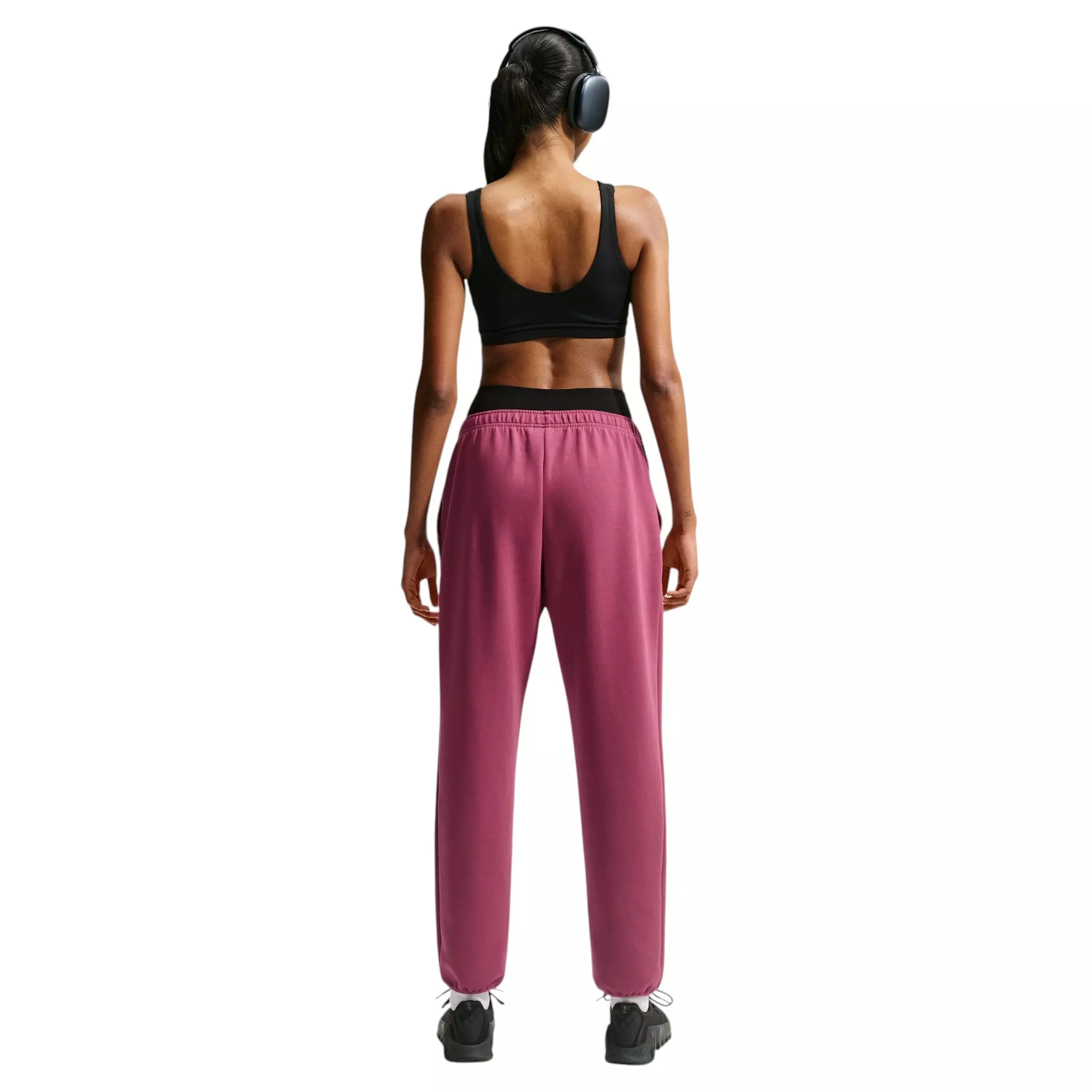 Nike Women's Studio Fleece Sport Dri-FIT Mid-Rise Pants - Pink Smoke - PINK SMOKE