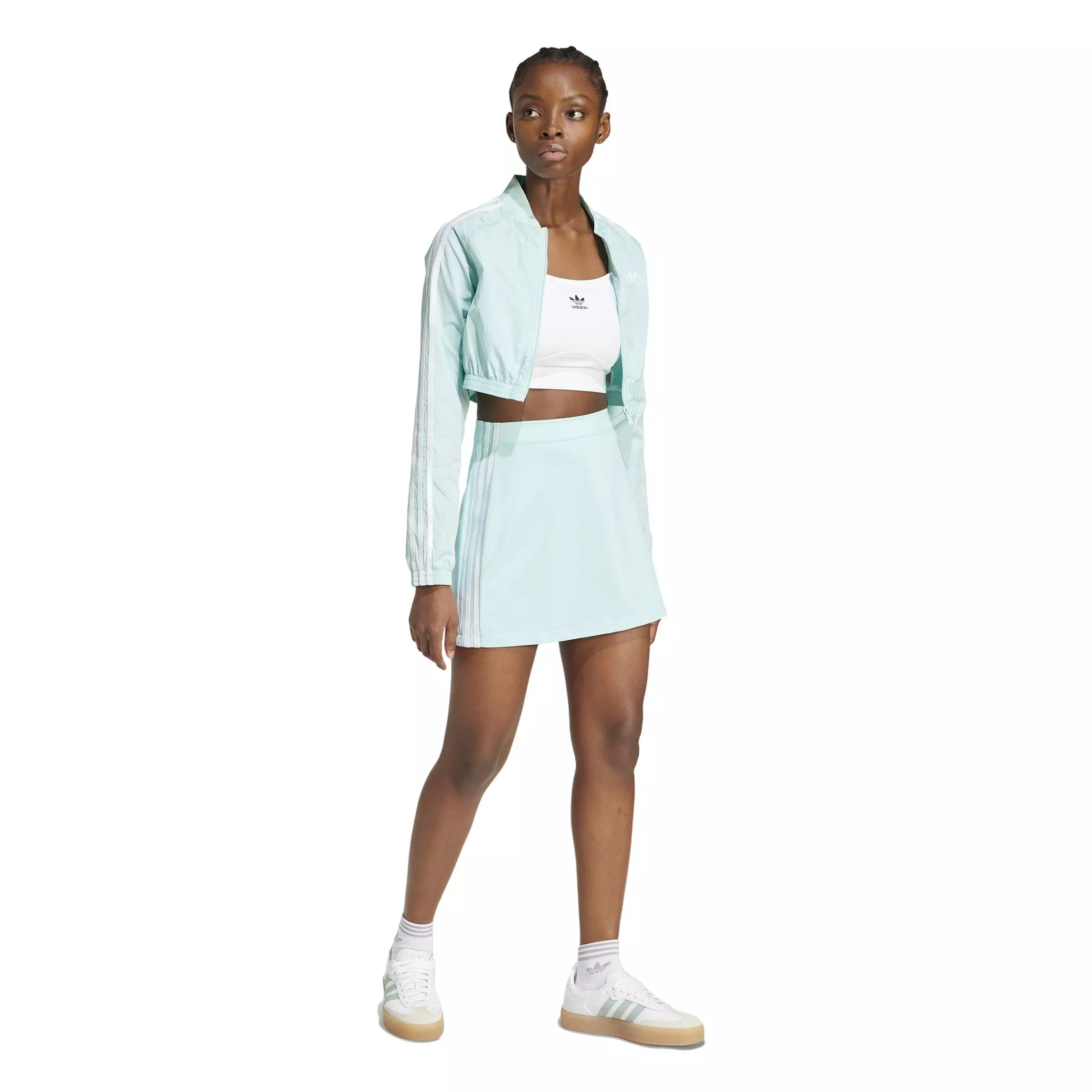 adidas Originals Women's Adicolor 3-Stripes Mini Skirt -Turquoise - TURQUOISE 
