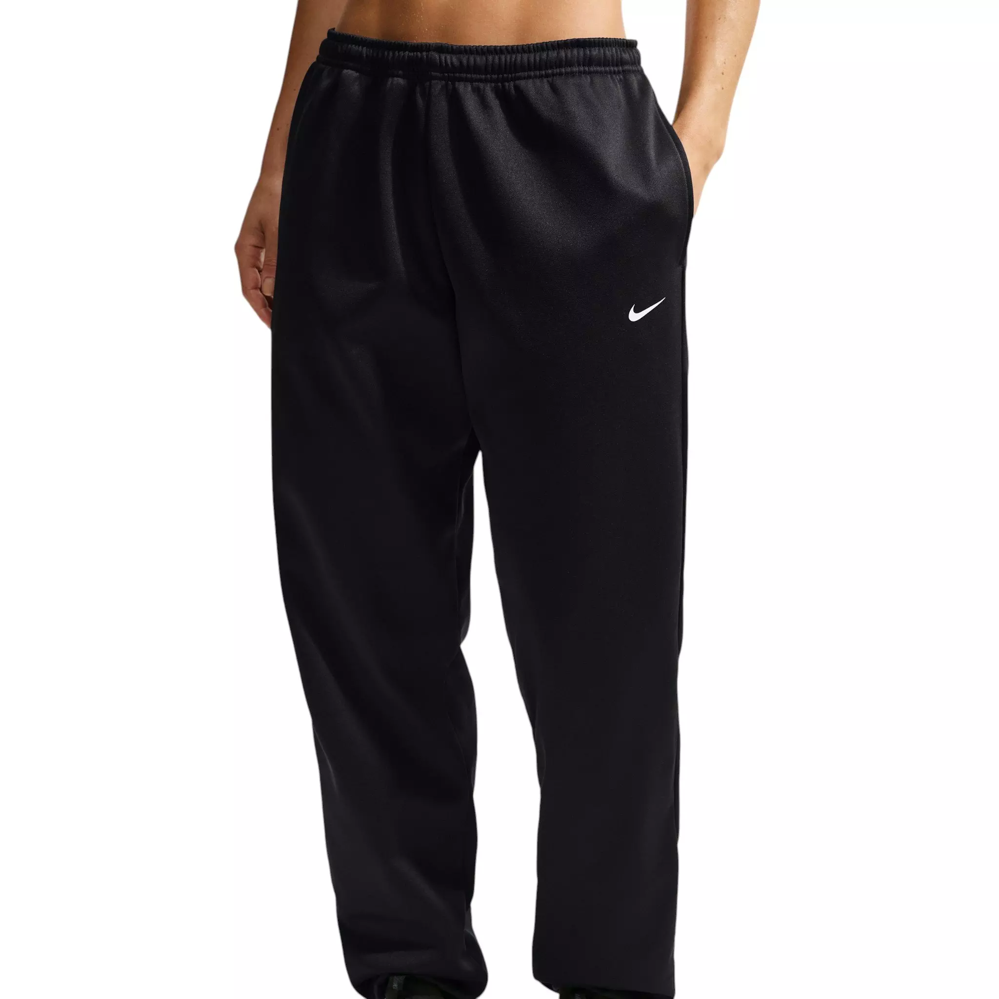 Nike Women's Studio Fleece Sport Dri-FIT Mid-Rise Pants - Black - BLACK