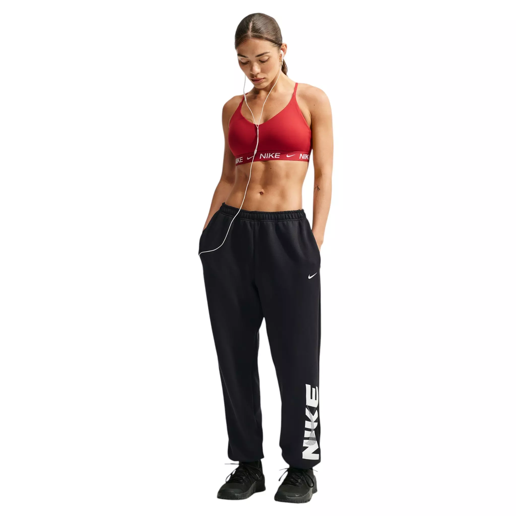 Nike Women's One Dri-FIT Pants - Black/Red/White - BLACK/RED/WHITE
