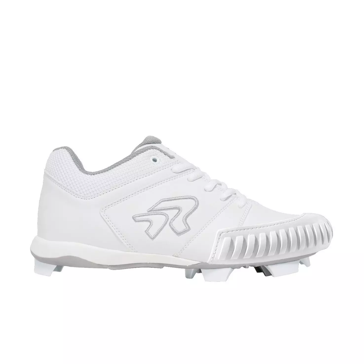 RIP-IT Ringor Flite "White/Silver" Women's Wide Softball Cleat with Pitching Toe - WHITE/SILVER