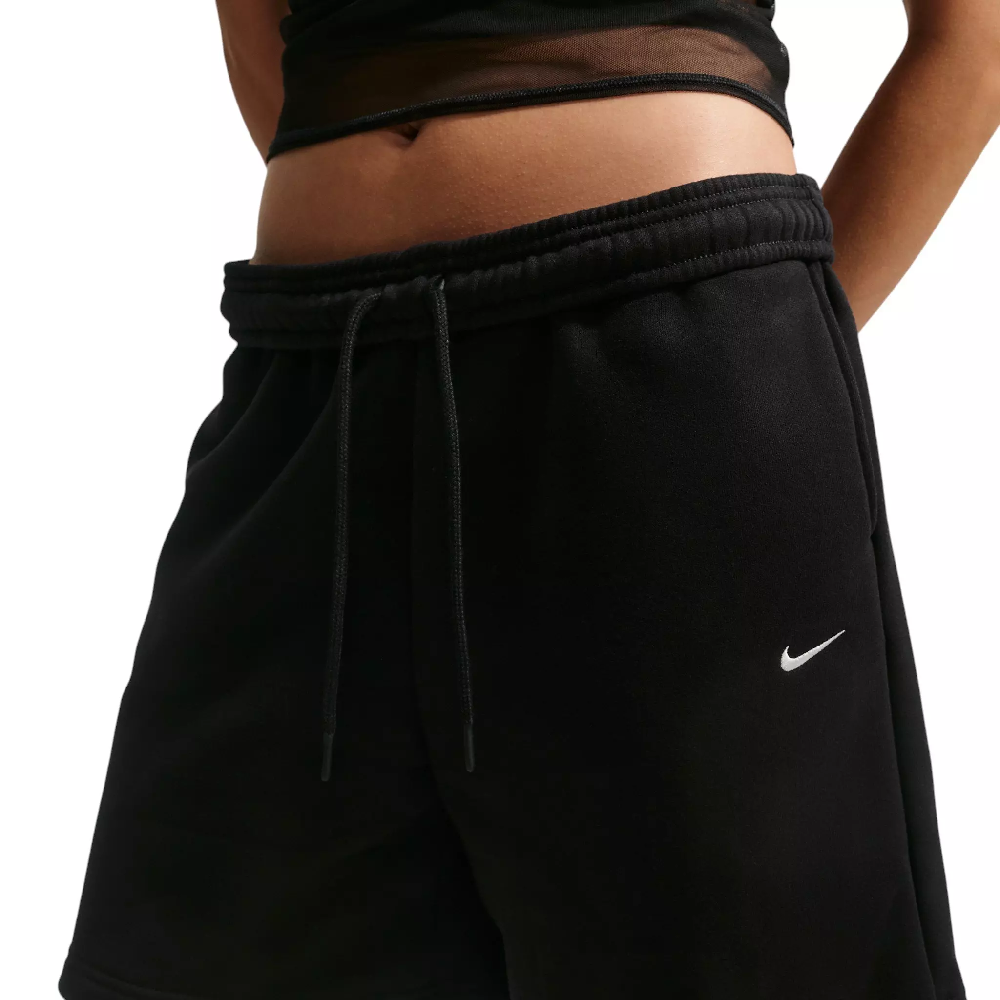 Nike Women's Studio Fleece Med-Weight Oversized HR Cargo Pants - Black - BLACK