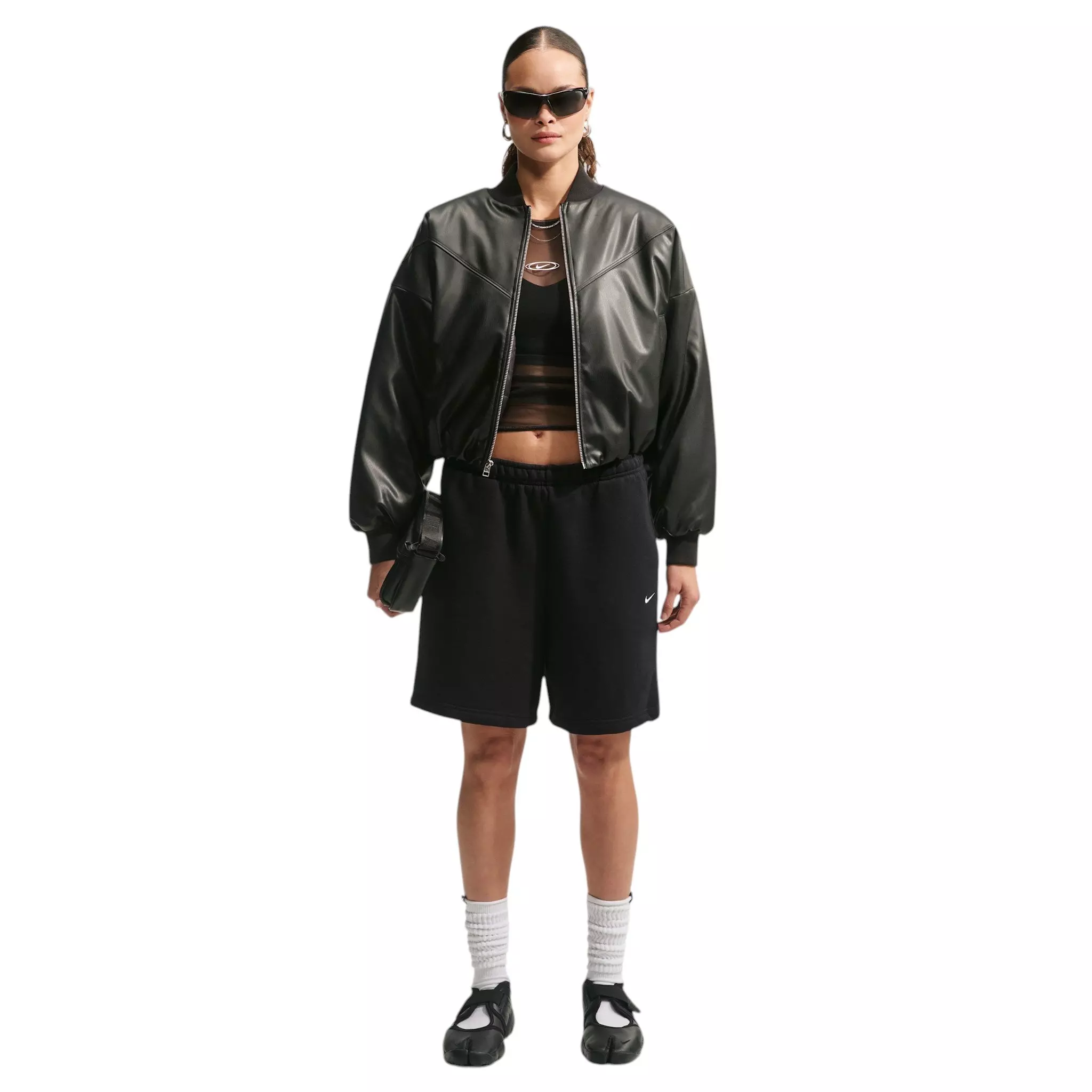 Nike Women's Studio Fleece Med-Weight Oversized HR Cargo Pants - Black - BLACK