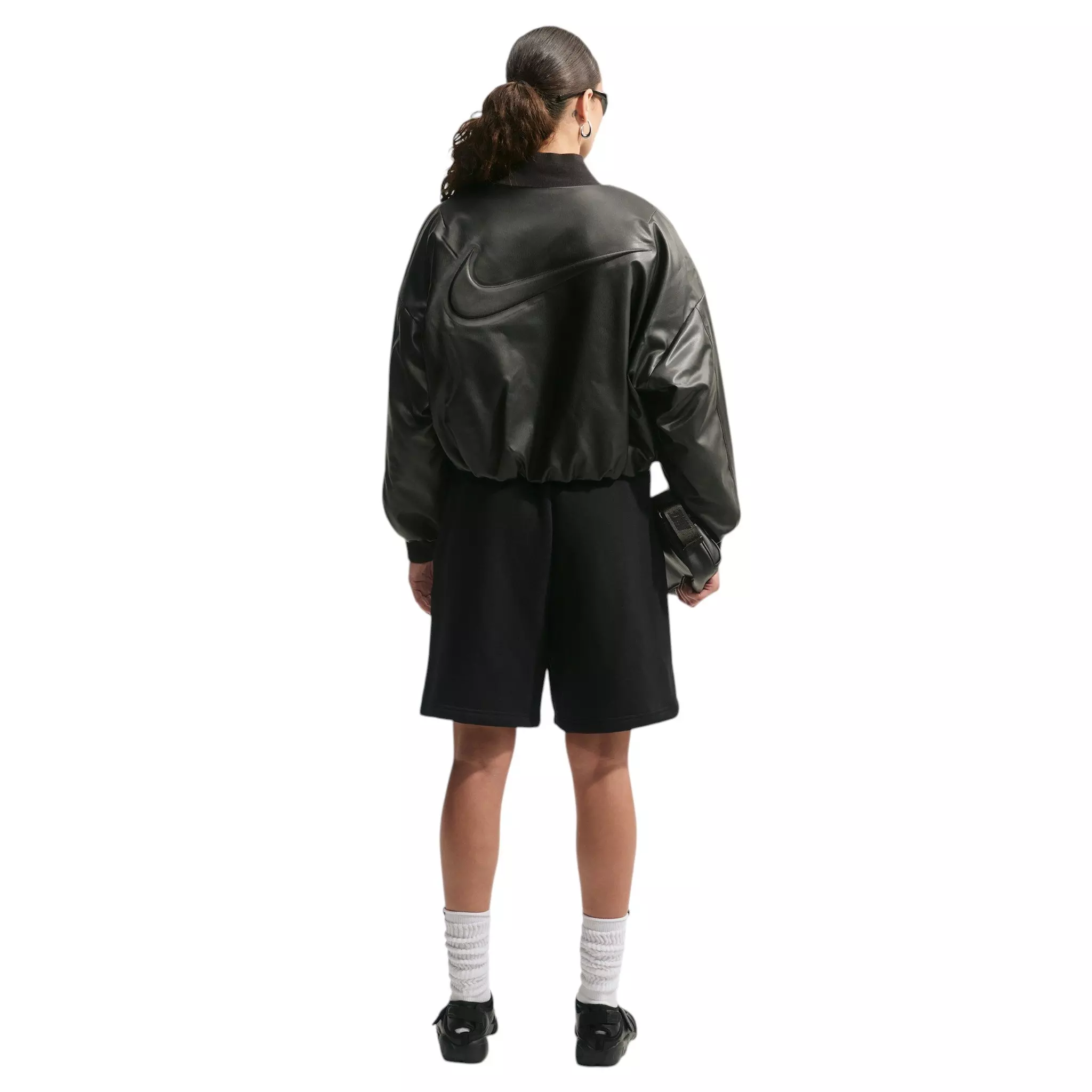 Nike Women's Studio Fleece Med-Weight Oversized HR Cargo Pants - Black - BLACK