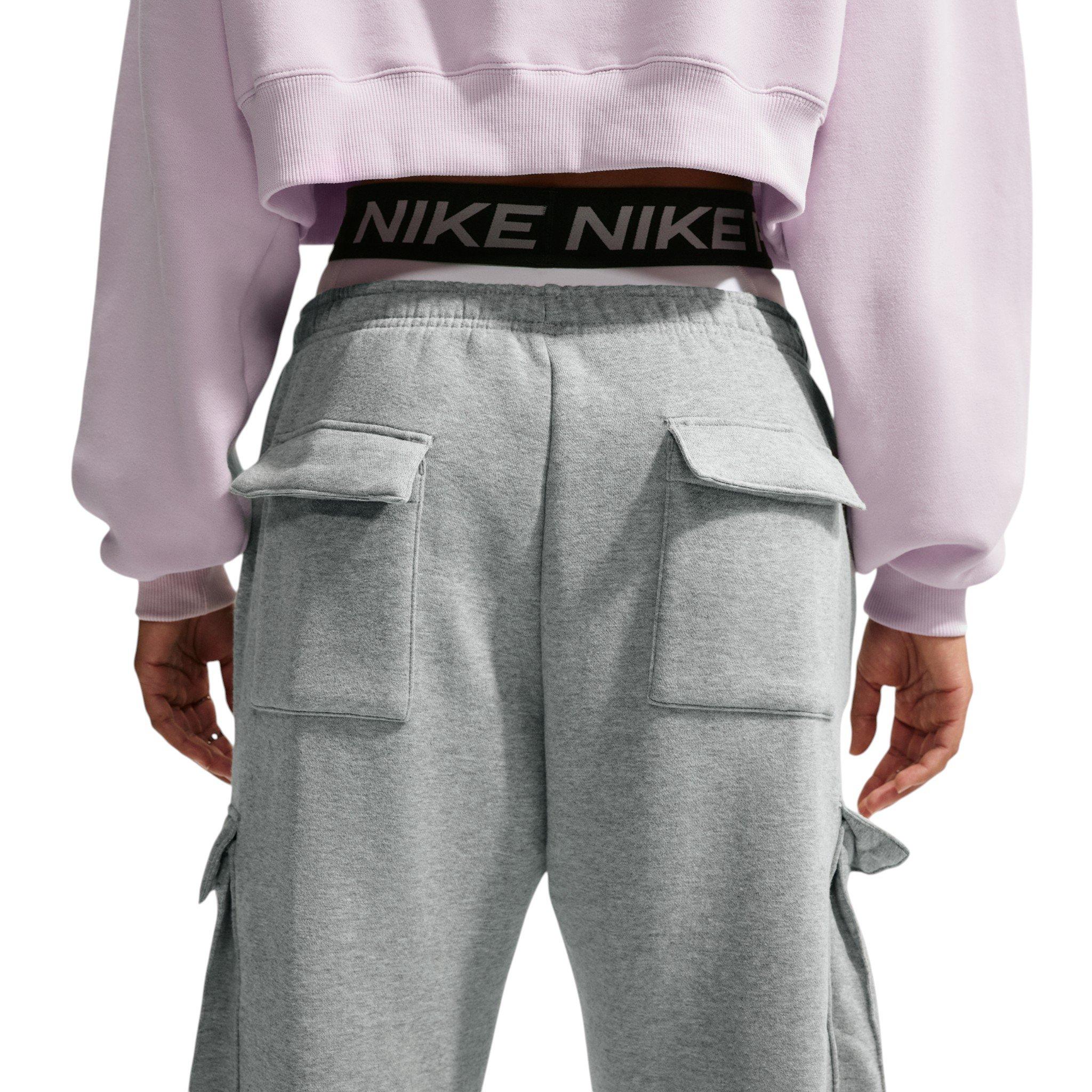 Nike Women's Studio Fleece Med-Weight Oversized HR Cargo Pants - Dk Grey - DK GREY