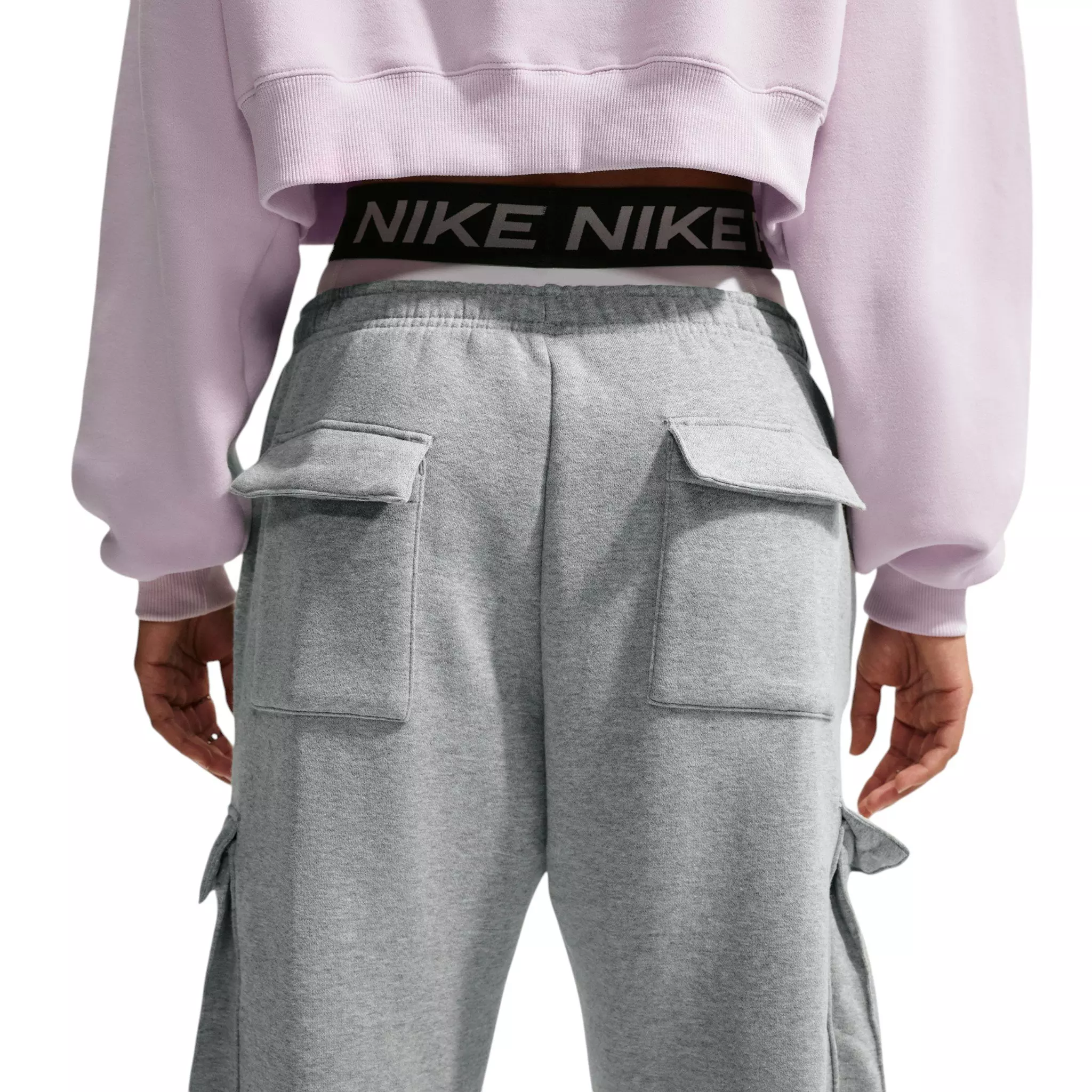 Nike Women's Studio Fleece Med-Weight Oversized HR Cargo Pants - Dk Grey - DK GREY