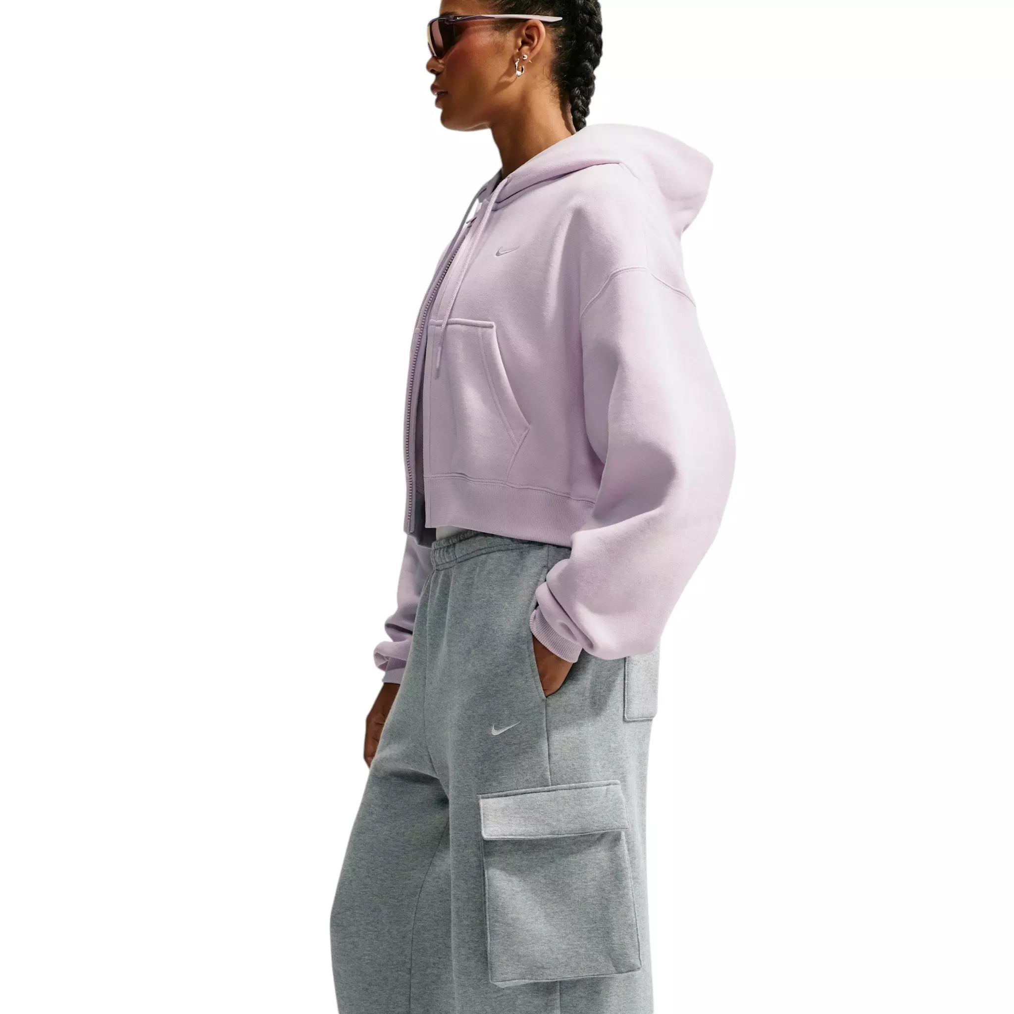 Nike Women's Studio Fleece Med-Weight Oversized HR Cargo Pants - Dk Grey - DK GREY