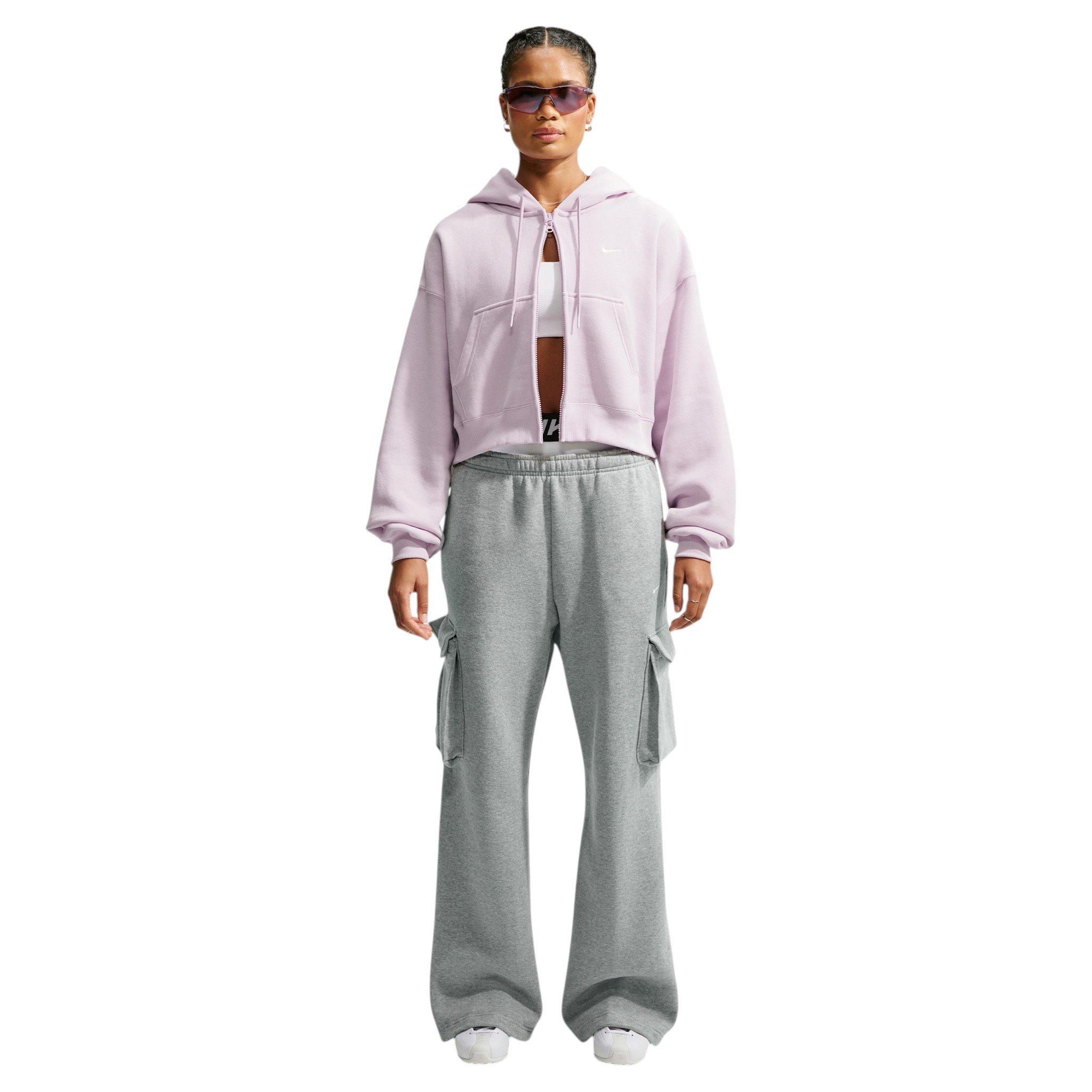 Nike Women's Studio Fleece Med-Weight Oversized HR Cargo Pants - Dk Grey - DK GREY
