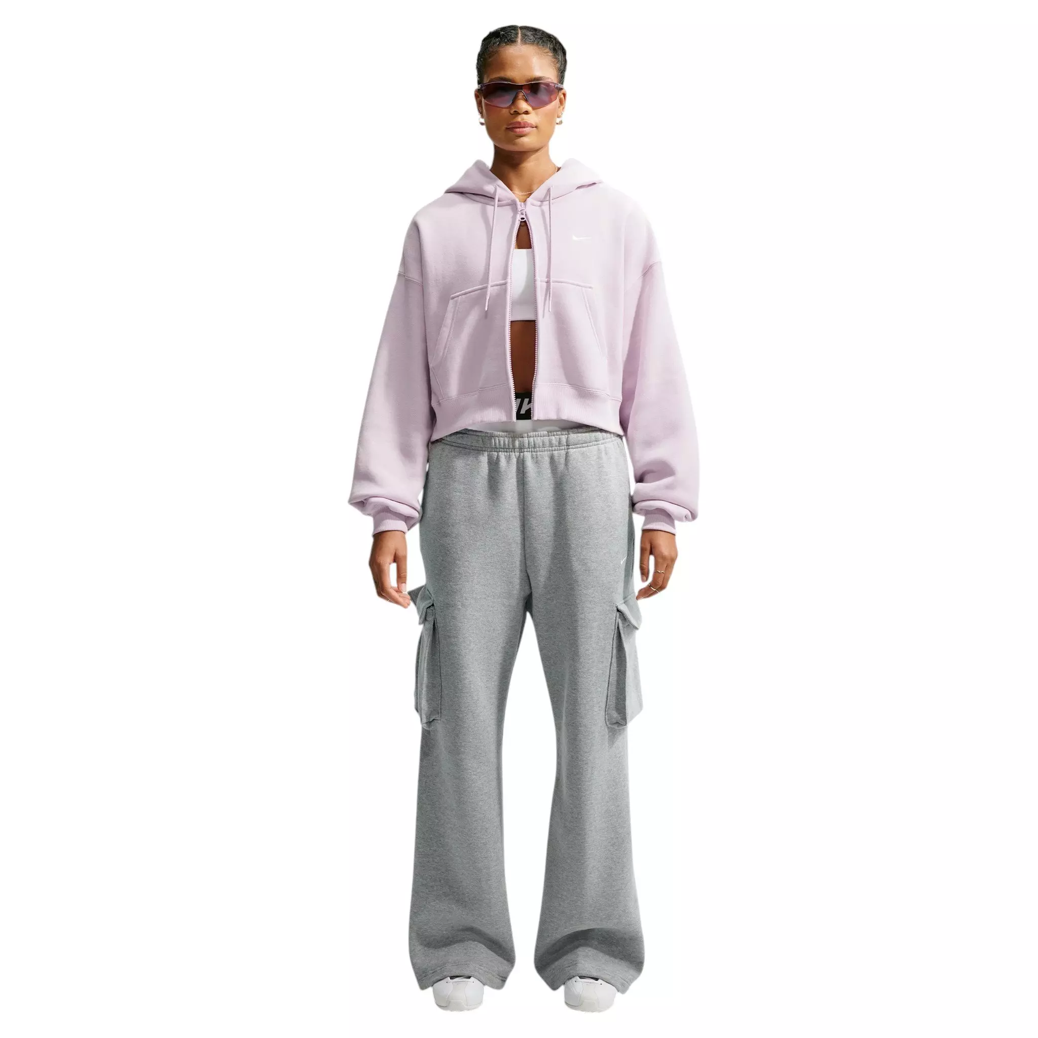 Nike Women's Studio Fleece Med-Weight Oversized HR Cargo Pants - Dk Grey - DK GREY
