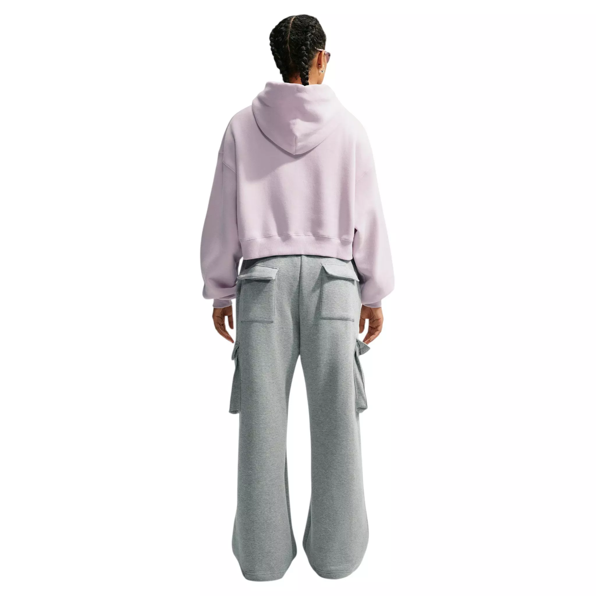 Nike Women's Studio Fleece Med-Weight Oversized HR Cargo Pants - Dk Grey - DK GREY