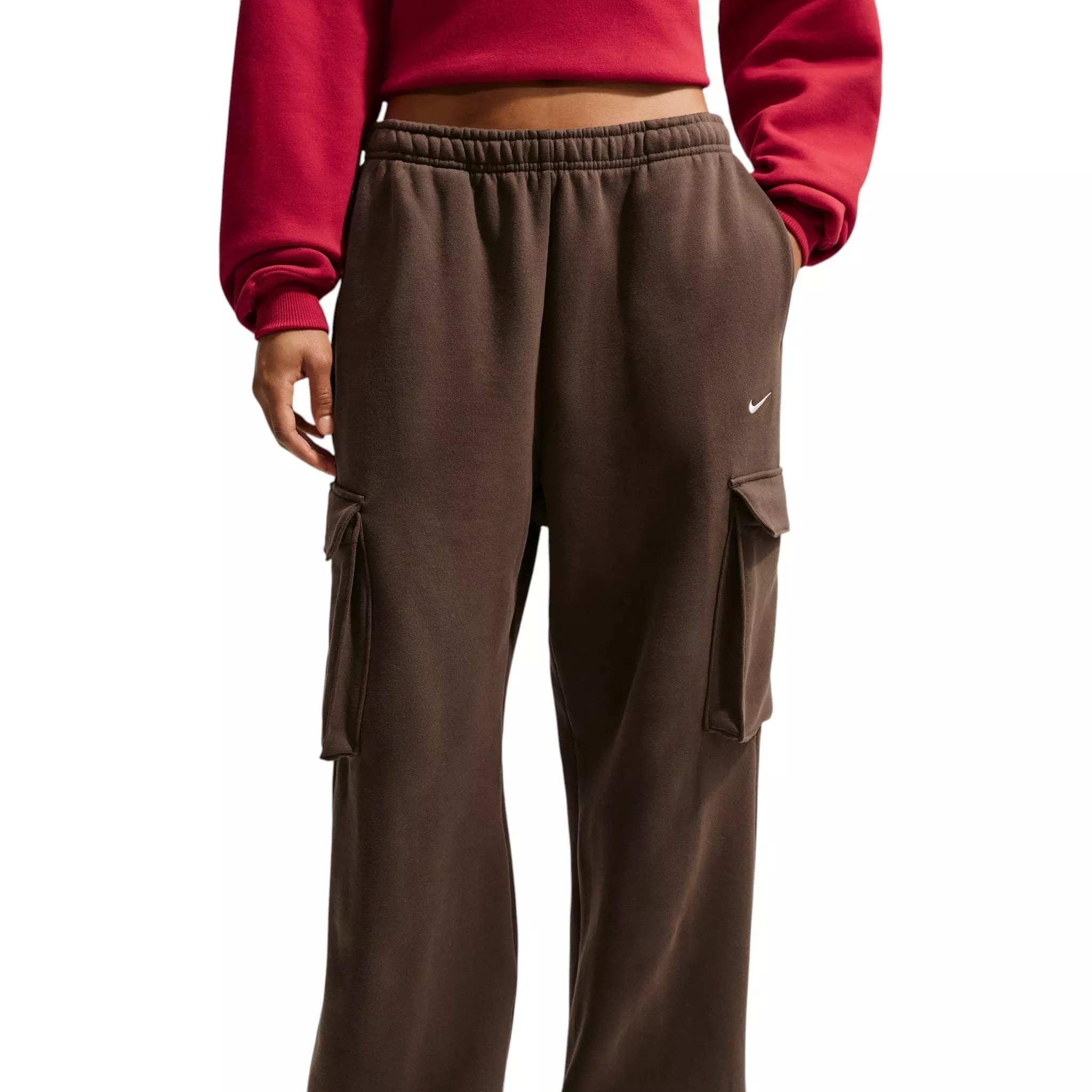 Nike Women's Studio Fleece Med-Weight Oversized HR Cargo Pants - Dk Hazel - DK HAZEL
