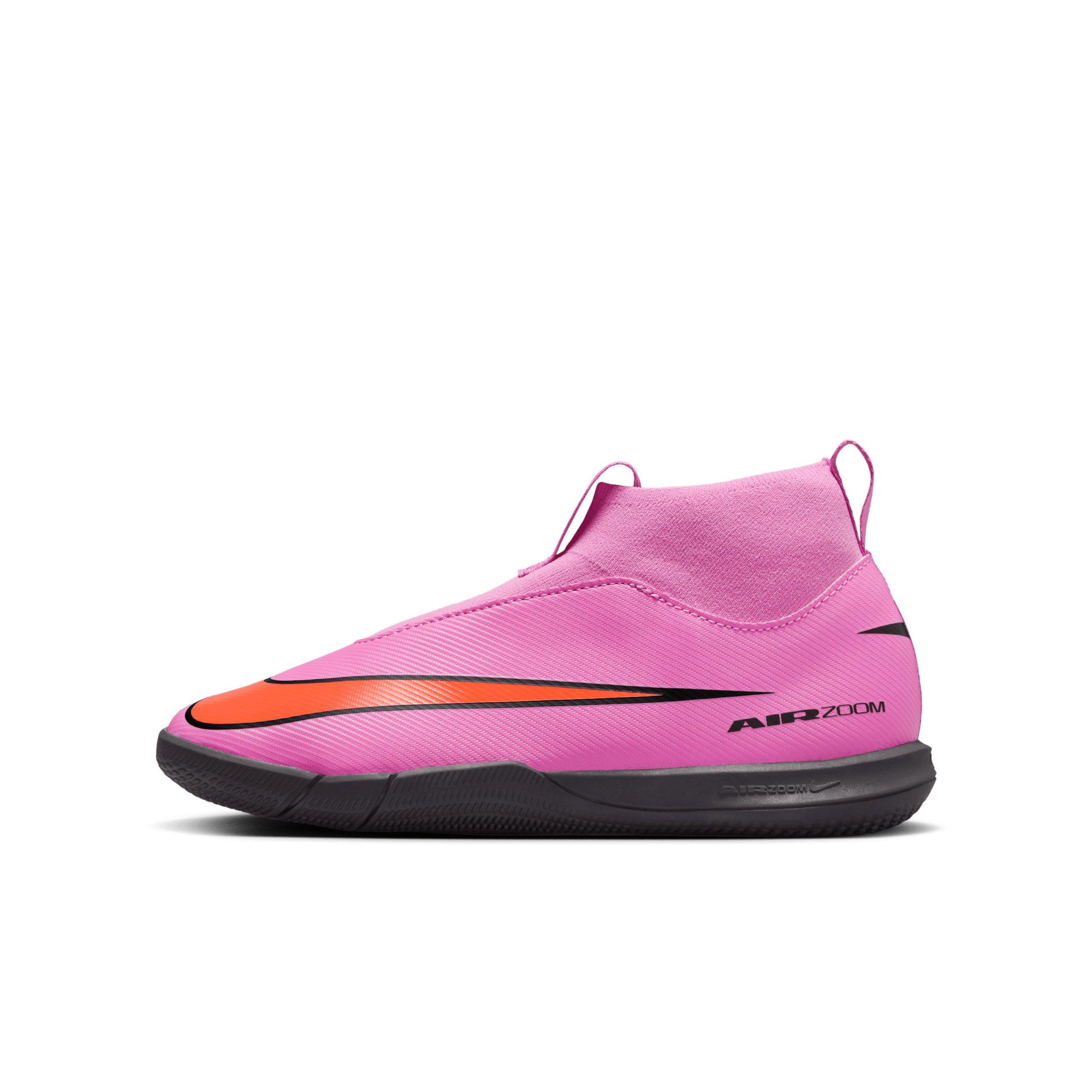 Nike Jr. Mercurial Superfly 10 Academy IC Grade School Kids' "Flamingo/Crimson/Black" Soccer Shoe