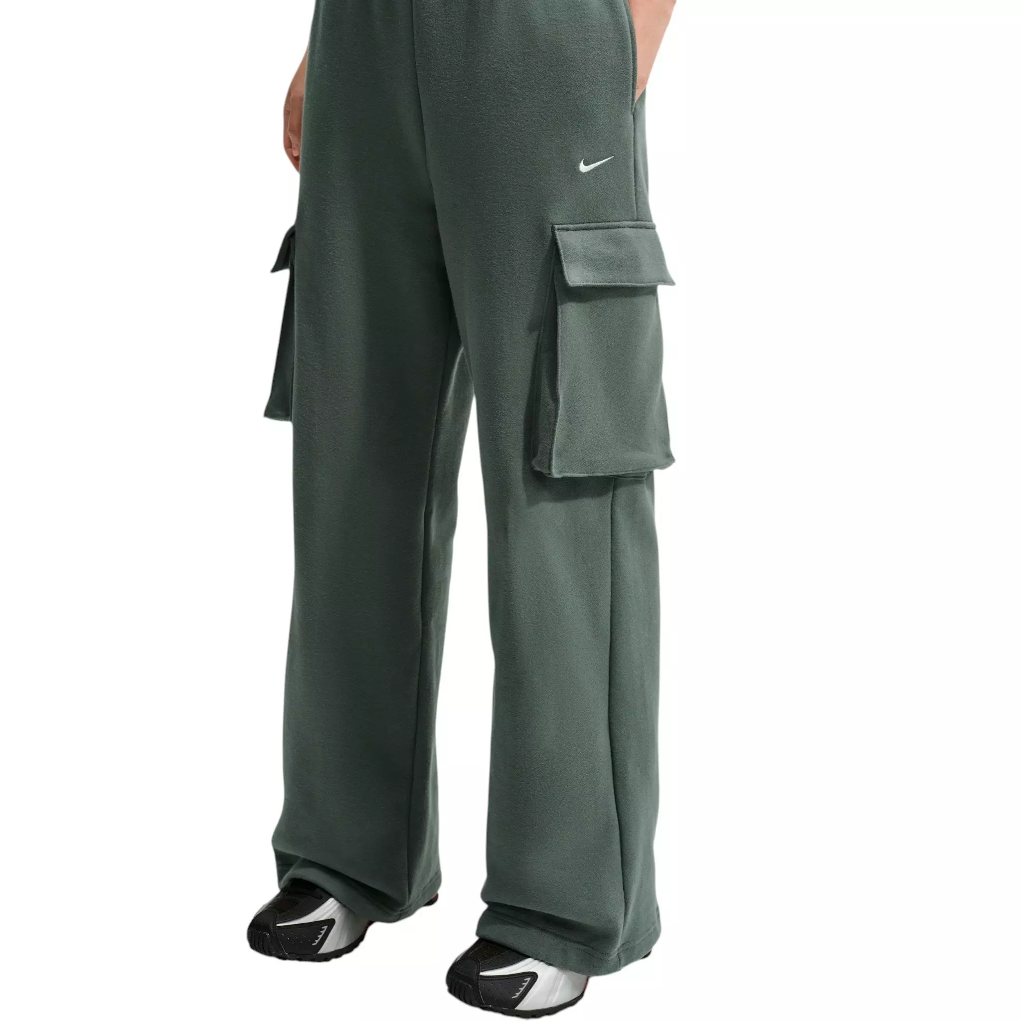 Nike Women's Studio Fleece Med-Weight Oversized HR Cargo Pants - Camo Green - CAMO GREEN