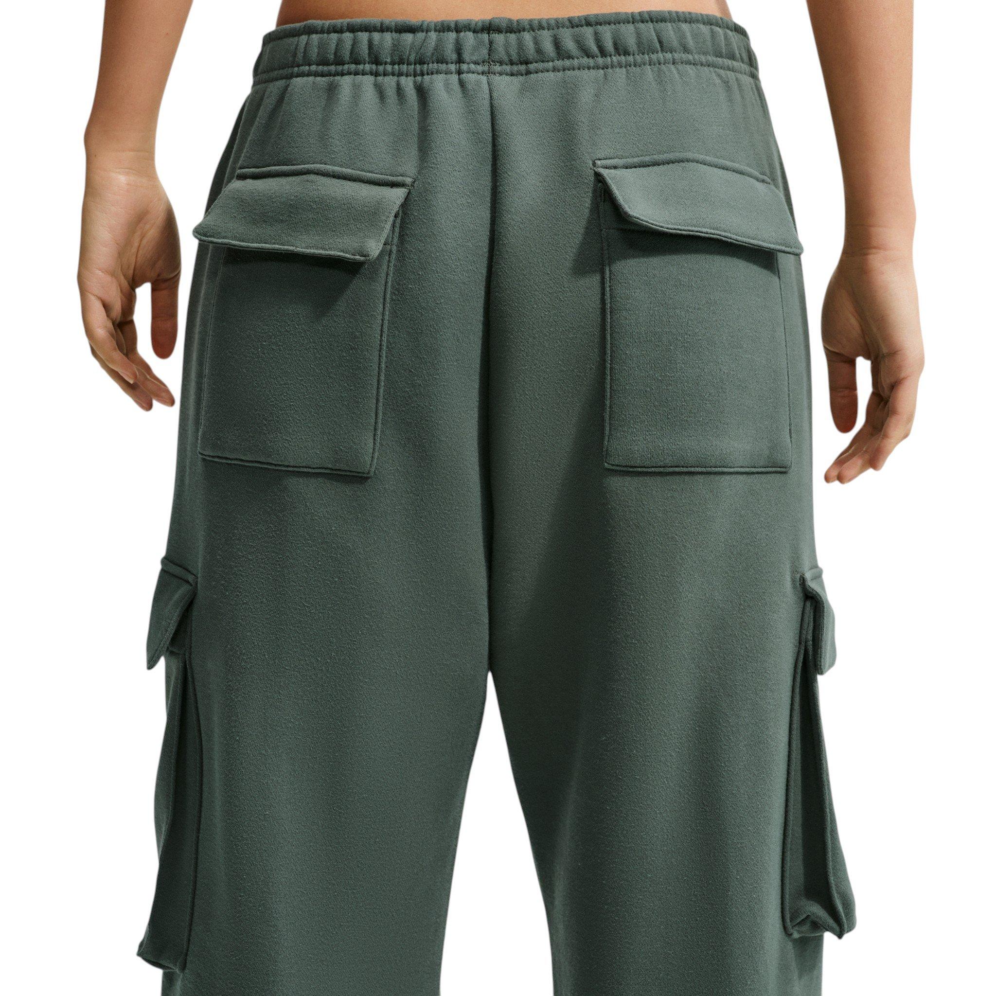 Nike Women's Studio Fleece Med-Weight Oversized HR Cargo Pants - Camo Green - CAMO GREEN