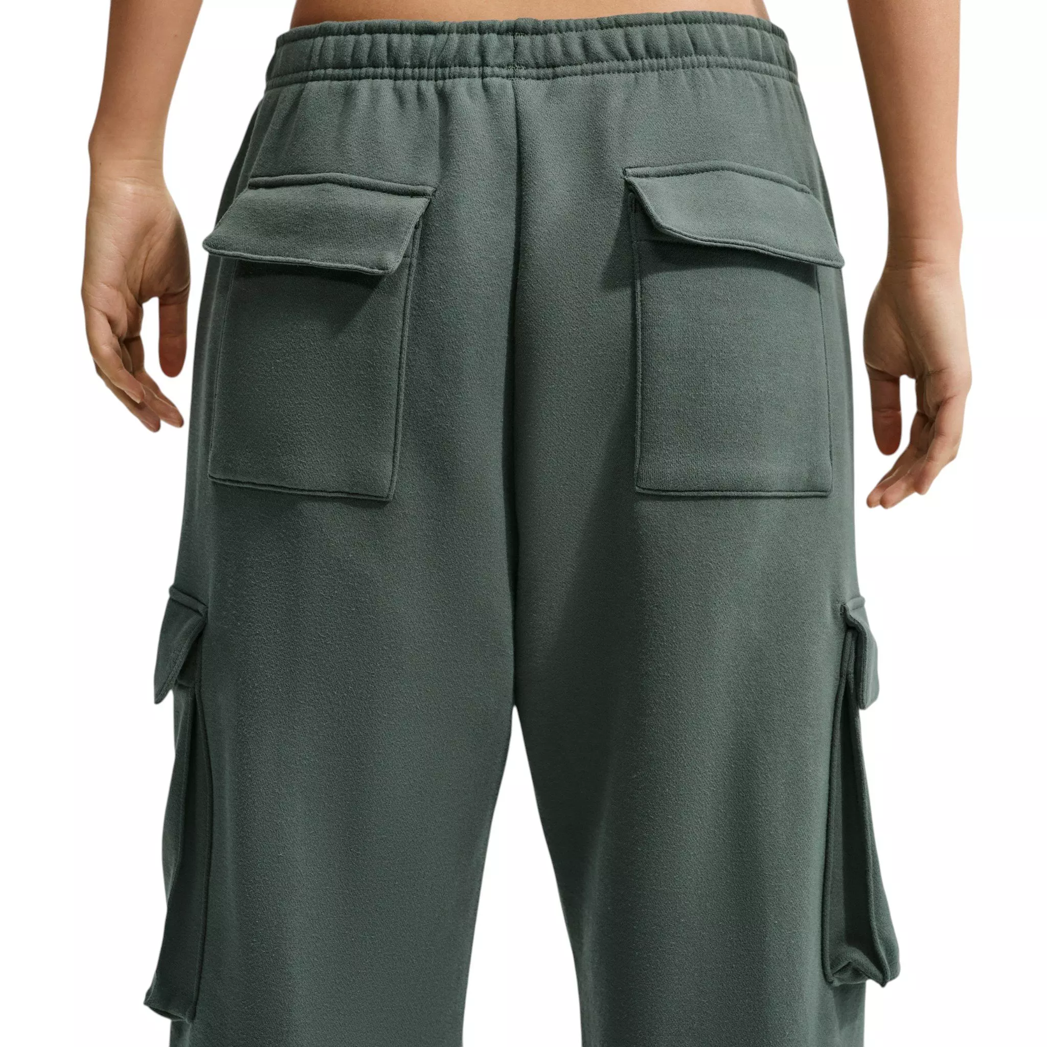Nike Women's Studio Fleece Med-Weight Oversized HR Cargo Pants - Camo Green - CAMO GREEN