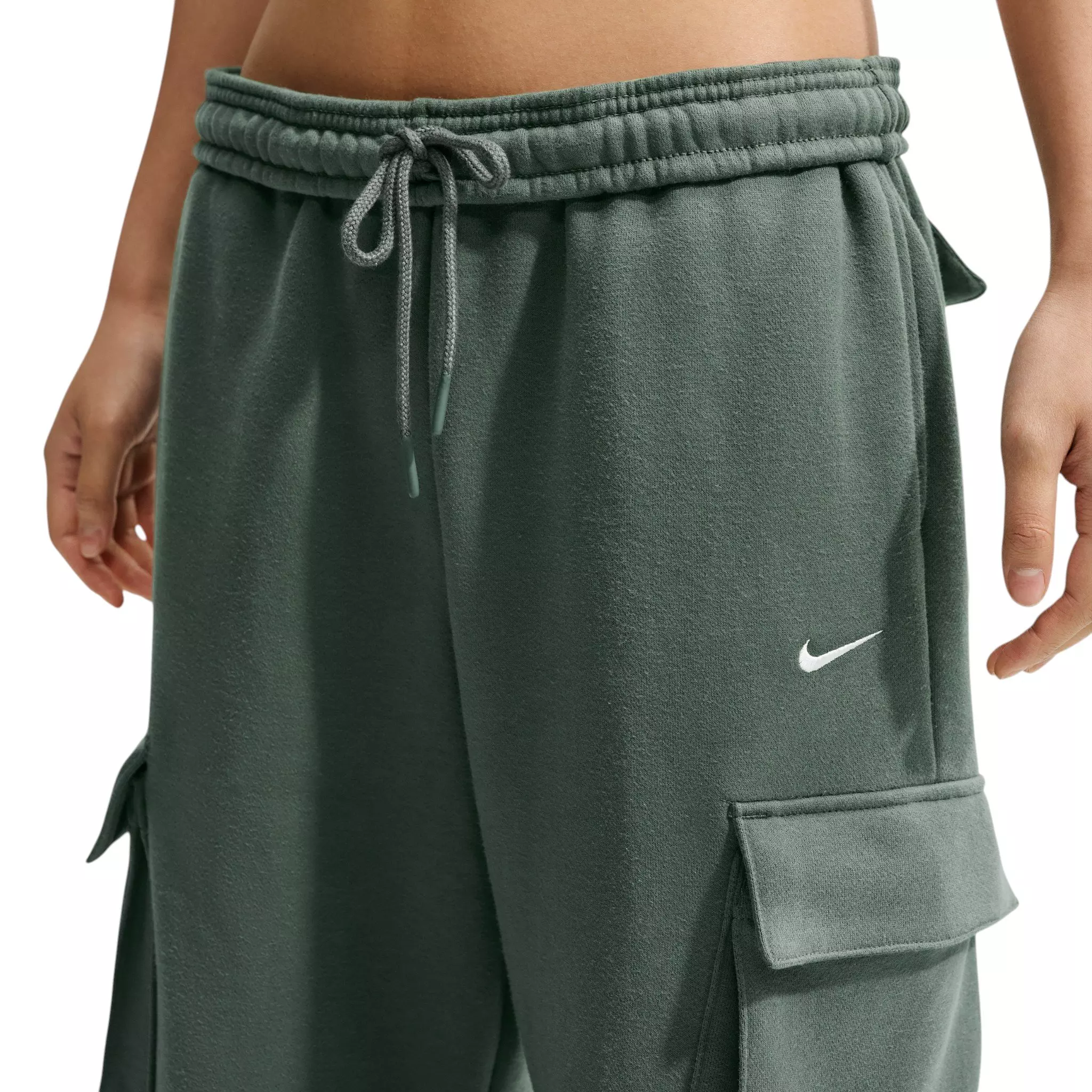 Nike Women's Studio Fleece Med-Weight Oversized HR Cargo Pants - Camo Green - CAMO GREEN
