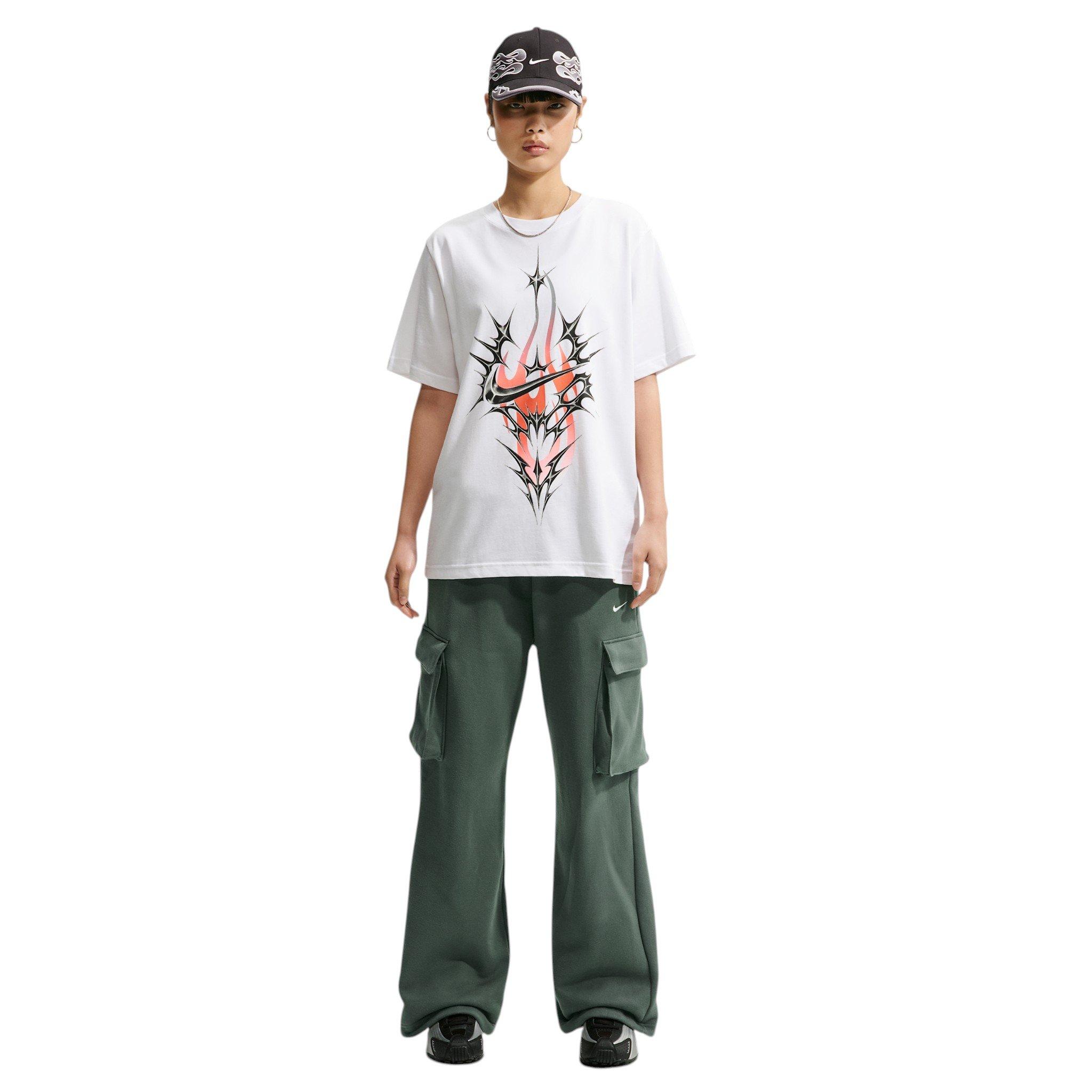 Nike Women's Studio Fleece Med-Weight Oversized HR Cargo Pants - Camo Green - CAMO GREEN