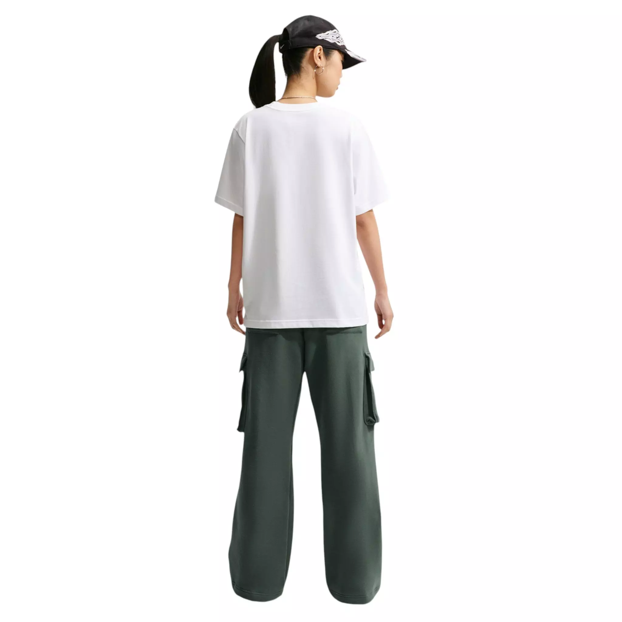 Nike Women's Studio Fleece Med-Weight Oversized HR Cargo Pants - Camo Green - CAMO GREEN