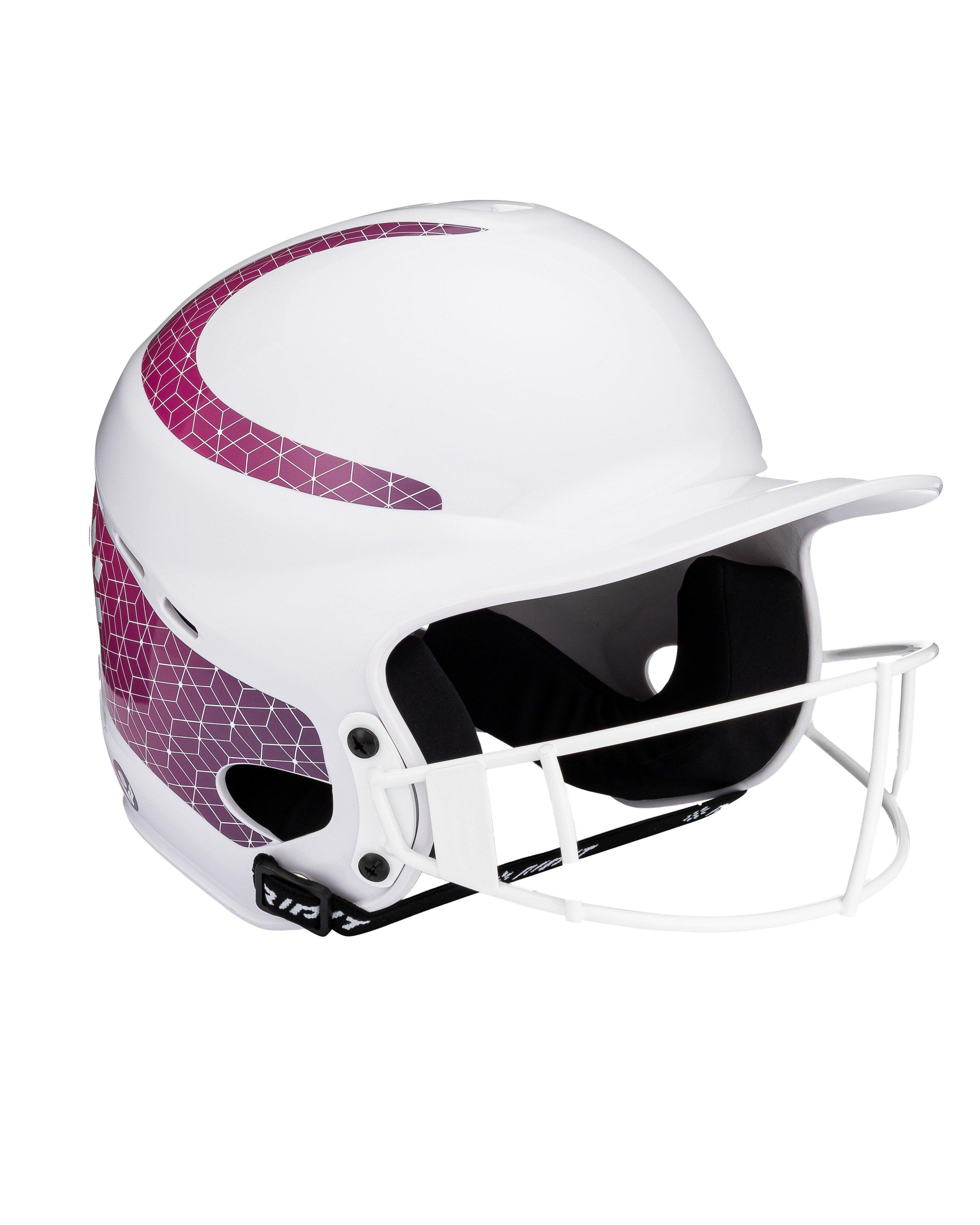 RIP-IT Vision Classic M/L Softball Batting Helmet 2.0 - WHITE/PINK Thumbnail View 1