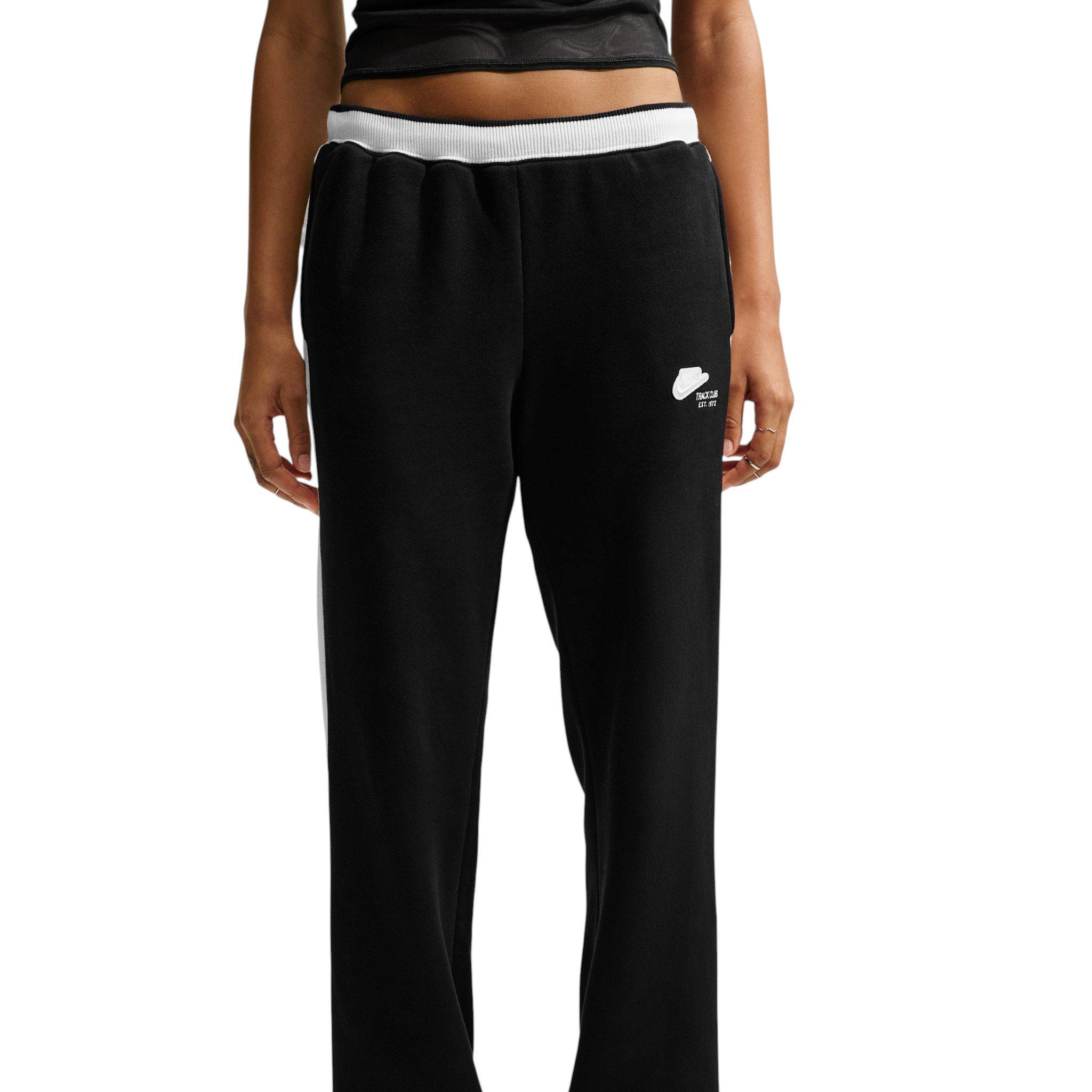 Nike Women's Studio Fleece Med Weight Mid-Rise Track Pants - Black - BLACK
