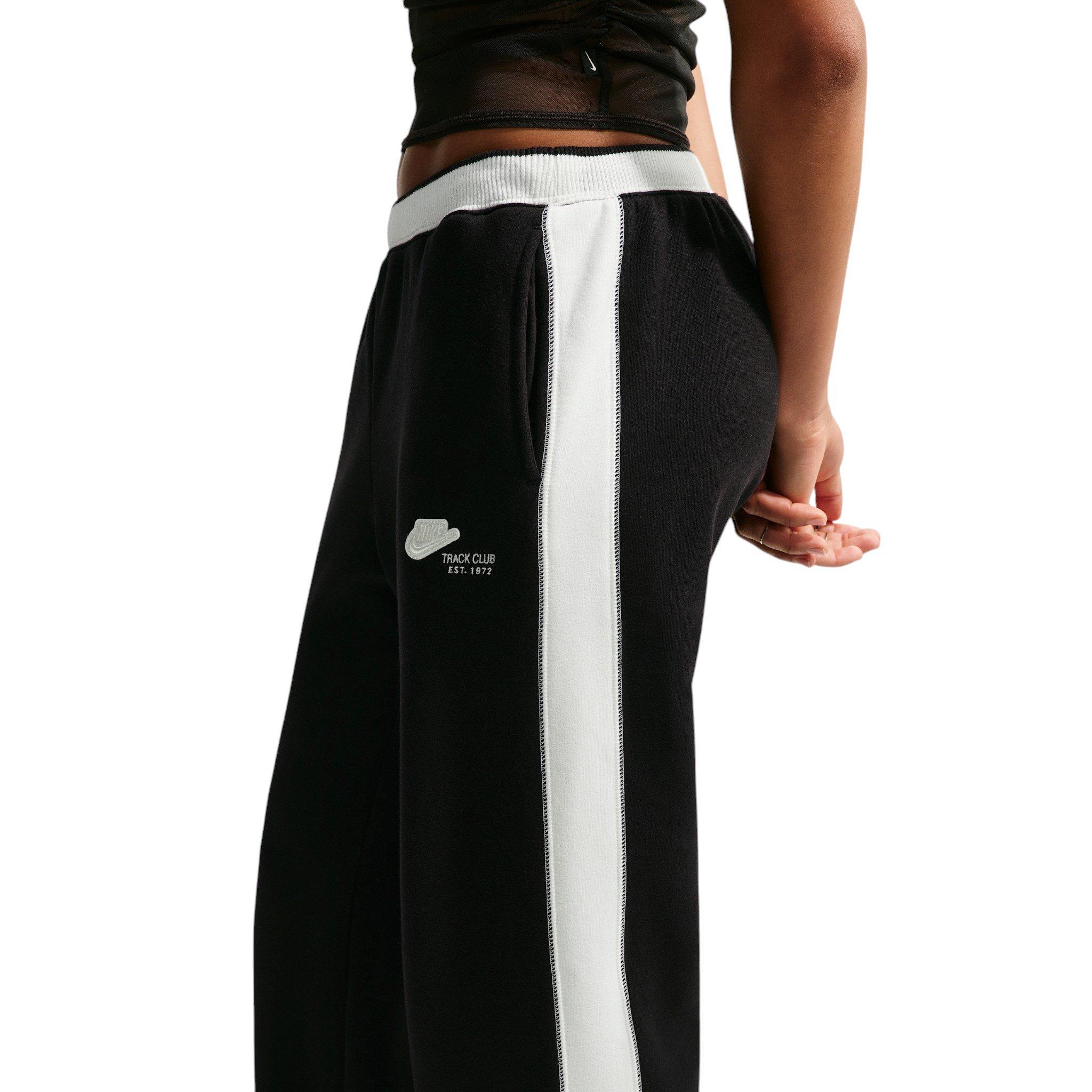 Nike Women's Studio Fleece Med Weight Mid-Rise Track Pants - Black - BLACK