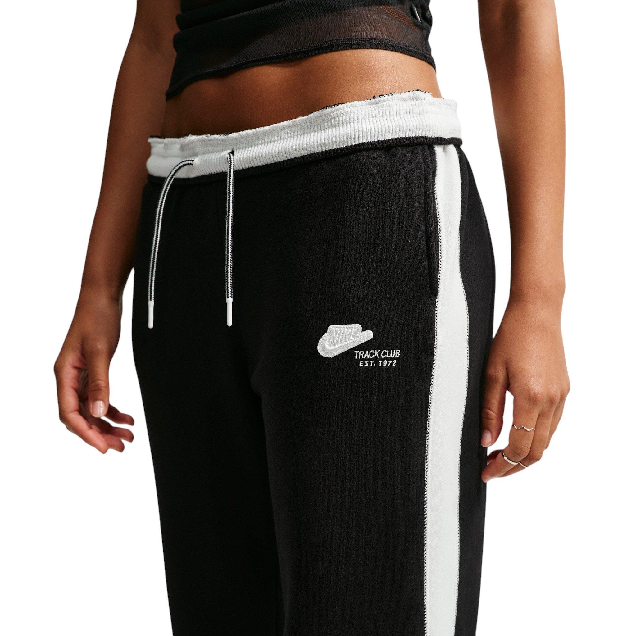 Nike Women's Studio Fleece Med Weight Mid-Rise Track Pants - Black - BLACK