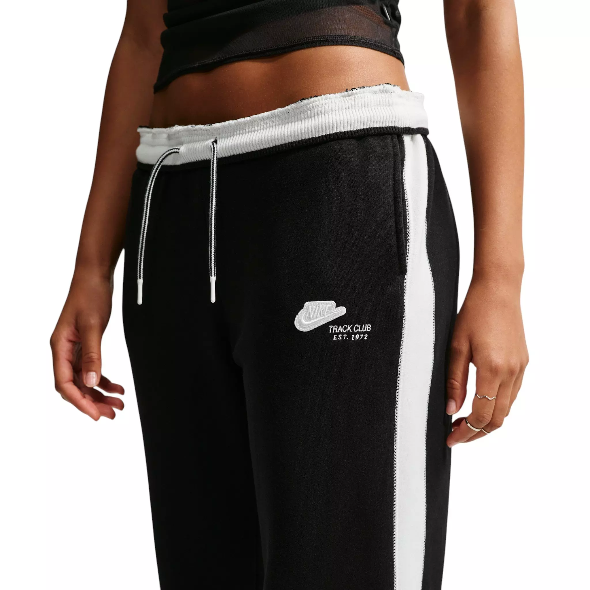 Nike Women's Studio Fleece Med Weight Mid-Rise Track Pants - Black - BLACK