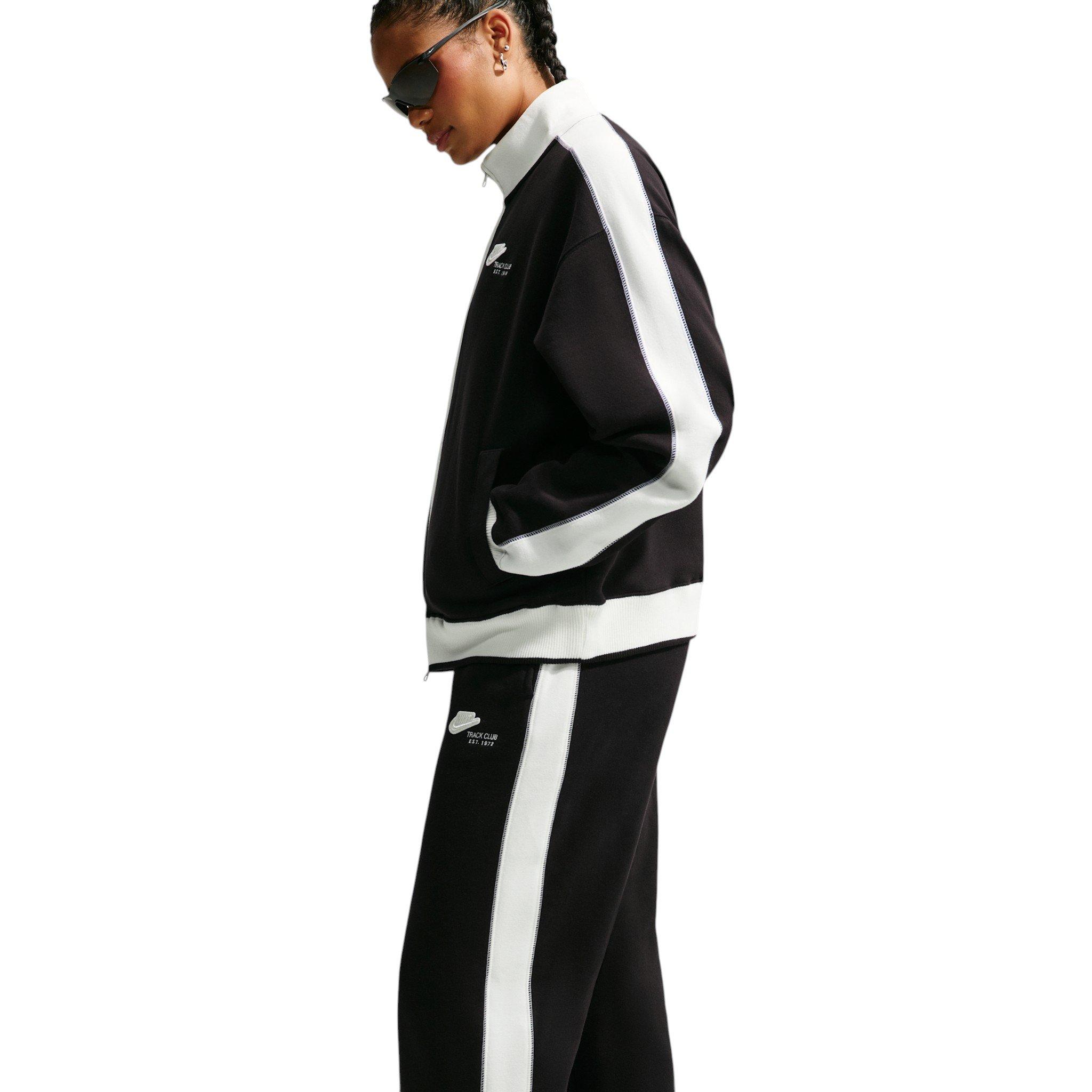 Nike Women's Studio Fleece Med Weight Mid-Rise Track Pants - Black - BLACK