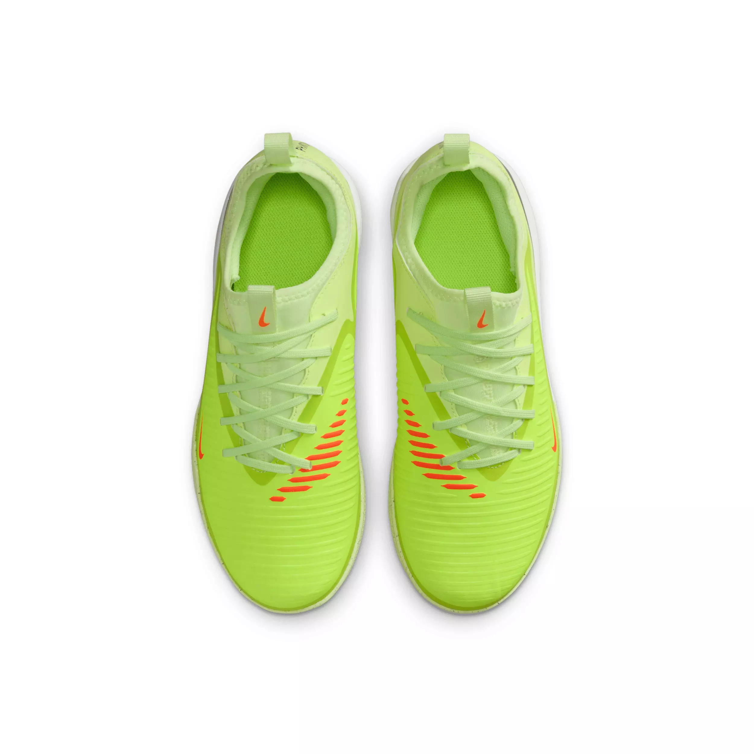 Nike Jr. Phantom 6 Low Academy IC "Hyper Crimson/Limelight/Black" Grade School Kids' Soccer Shoe - CRIMSON/LIMELIGHT/BLACK