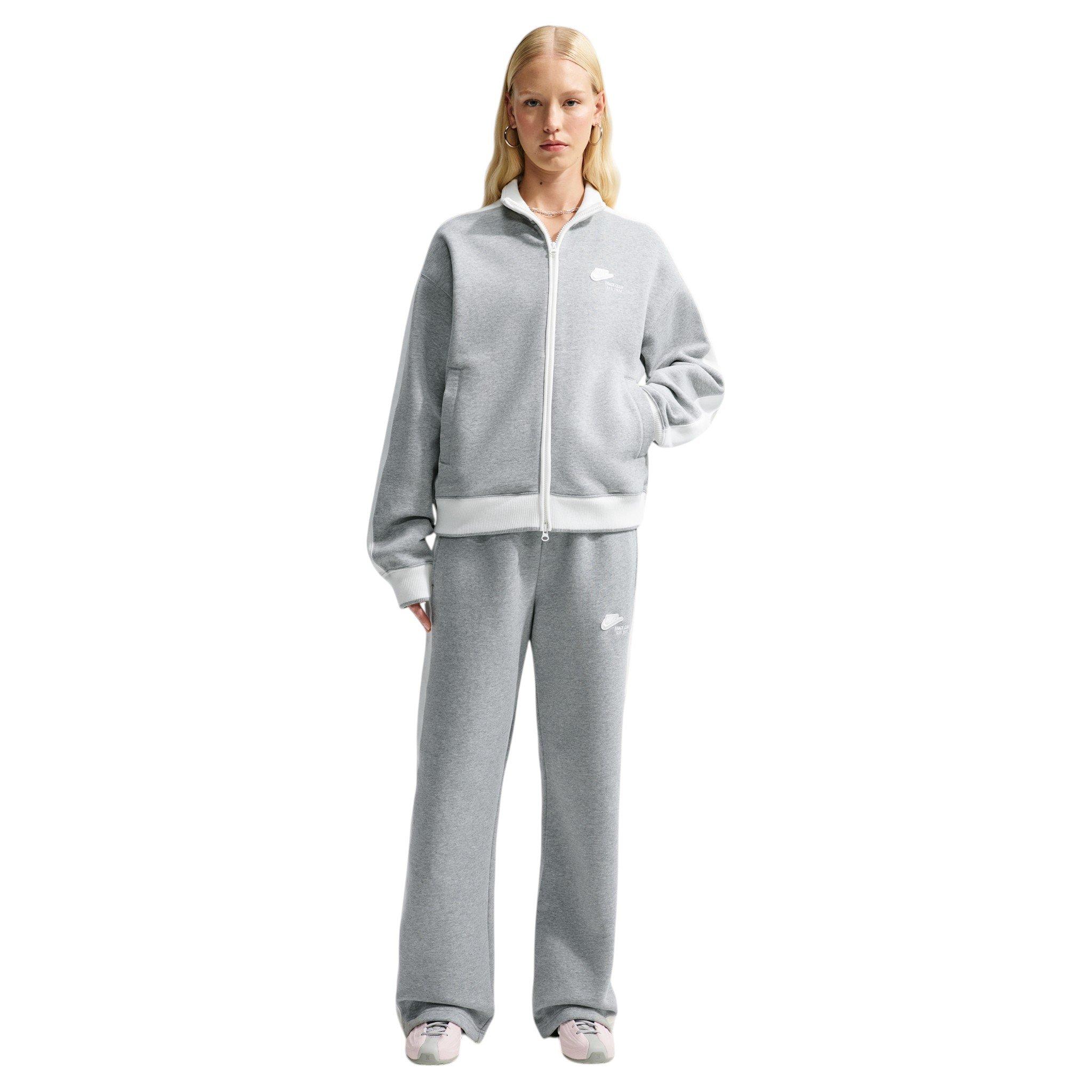 Nike Women's Studio Fleece Med Weight Mid-Rise Track Pants - Dk Grey - DK GREY