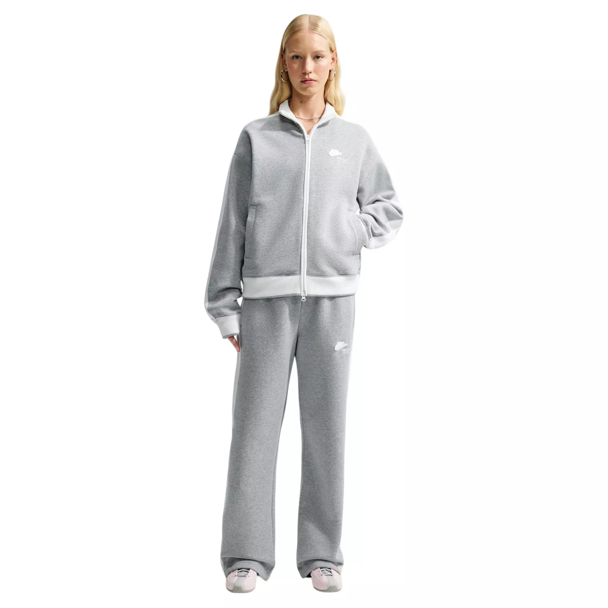 Nike Women's Studio Fleece Med Weight Mid-Rise Track Pants - Dk Grey - DK GREY