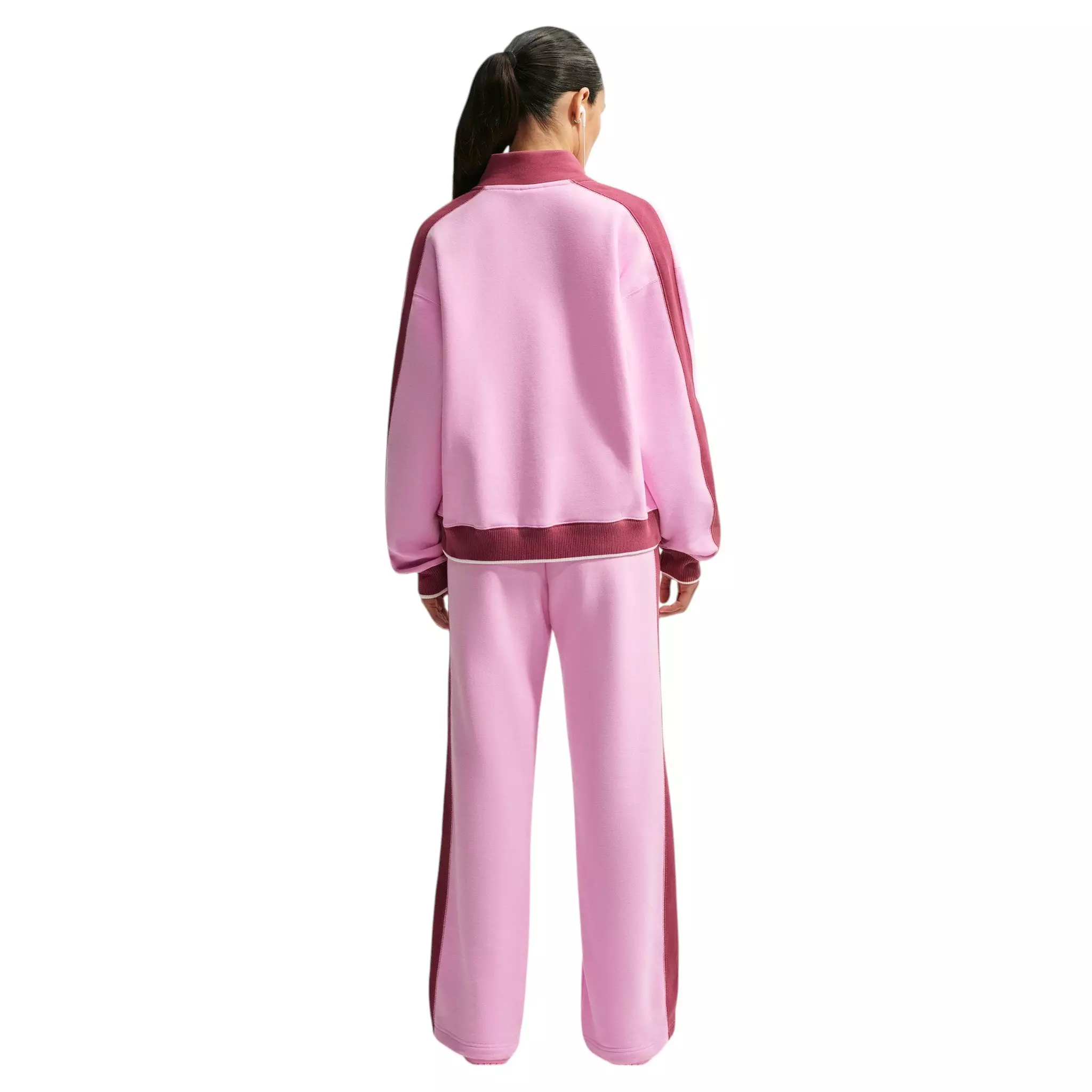 Nike Women's Studio Fleece Med Weight "Run Club" Mid-Rise Track Pants - Pink - PINK