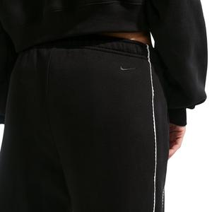 Nike Women's Studio Fleece Med-Weight "Graphic Pack" Mid-Rise Wide-Leg Pants - Black - BLACK