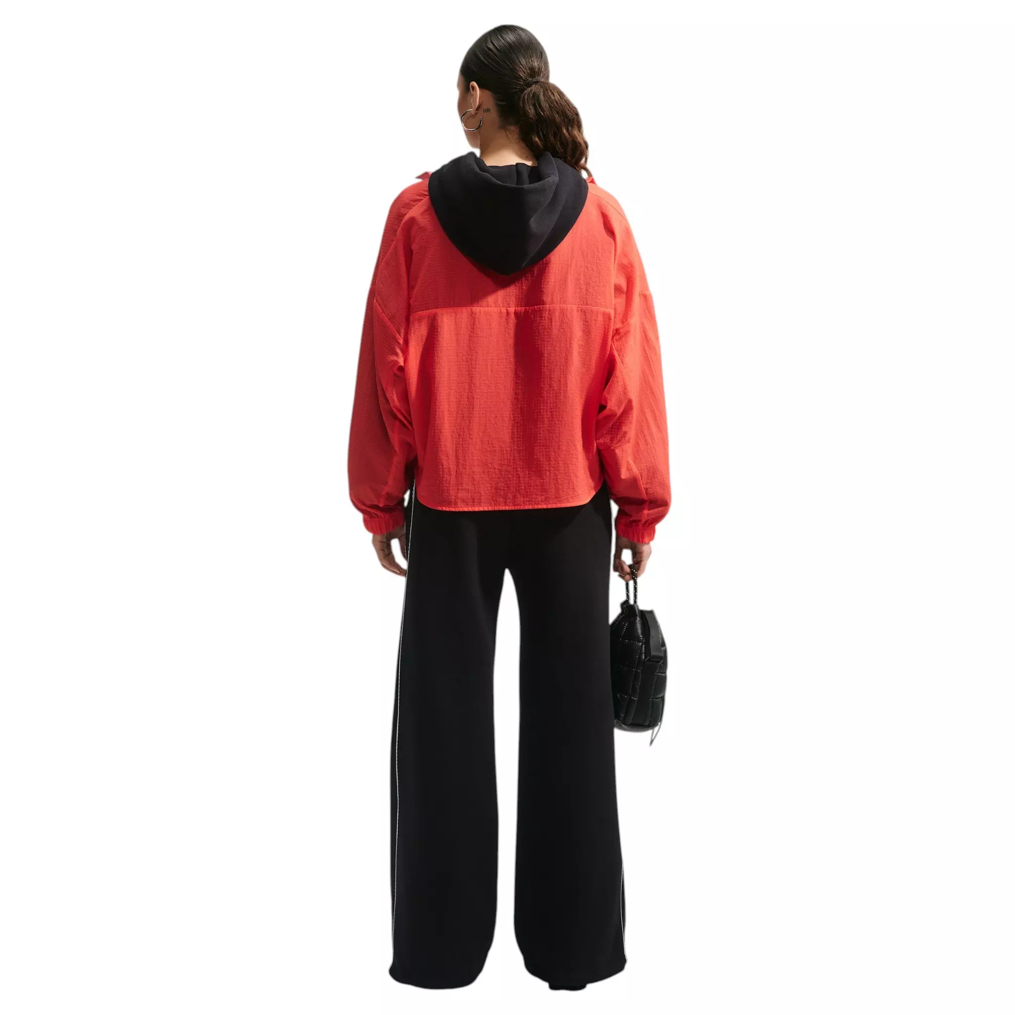 Nike Women's Studio Fleece Med-Weight "Graphic Pack" Mid-Rise Wide-Leg Pants - Black - BLACK