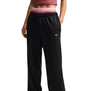 Nike Women's Studio Fleece Sport Dri-FIT Mid-Rise Open-Hem Pants - Black - BLACK
