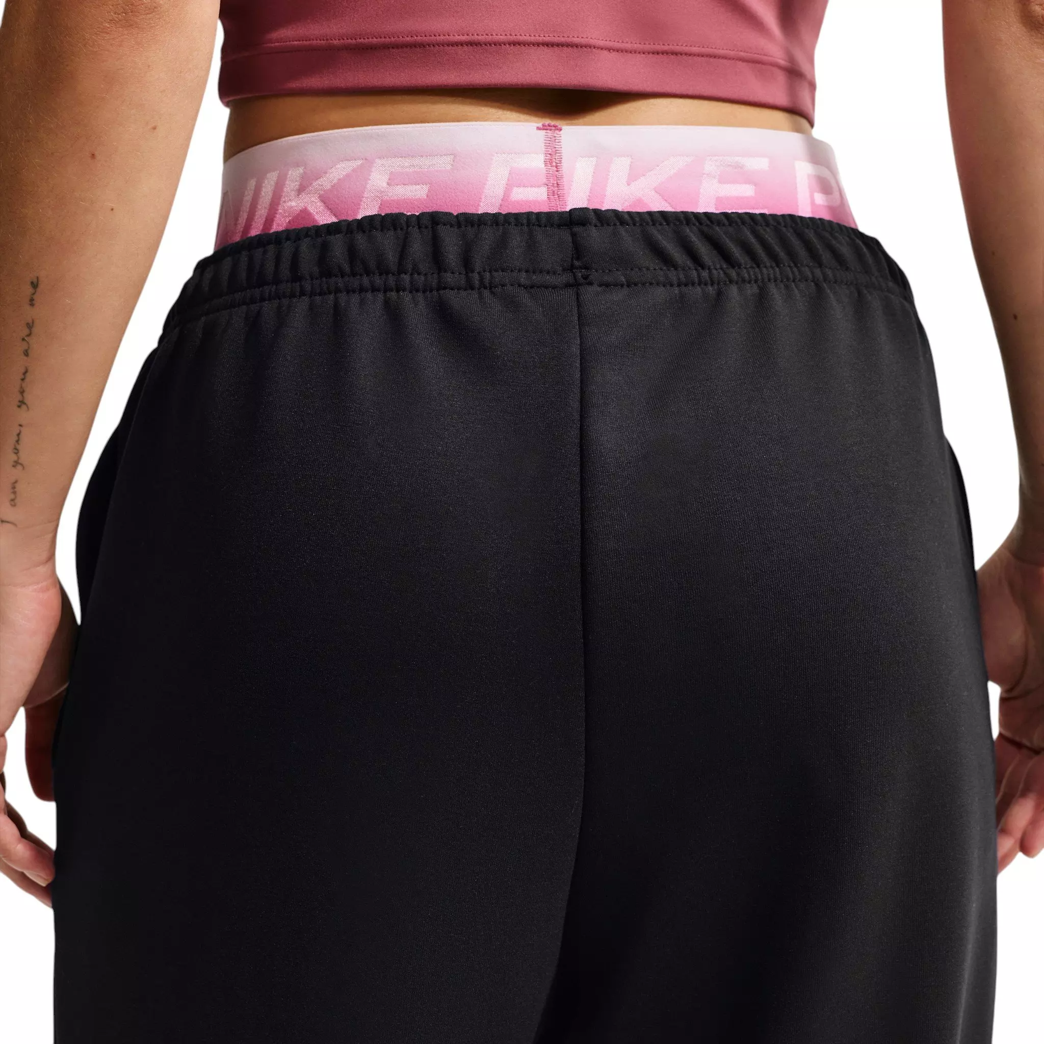 Nike Women's Studio Fleece Sport Dri-FIT Mid-Rise Open-Hem Pants - Black - BLACK